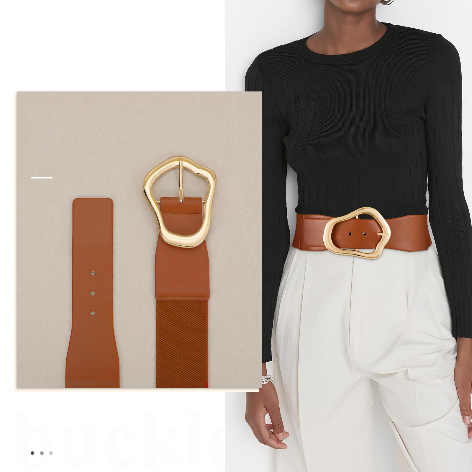 nsihing Taillengürtel Damen elastischer breiter Stretch Gürtel Schmuckgürtel elastischer Gürtel für Kleid & Overall,Stretchleder