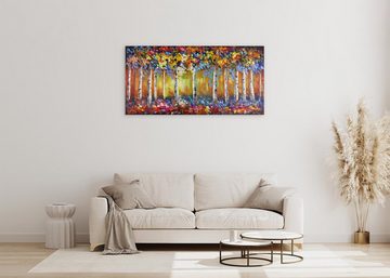 KUNSTLOFT Gemälde Jahreszeitenwandel 120x60 cm, Leinwandbild 100% HANDGEMALT Wandbild Wohnzimmer