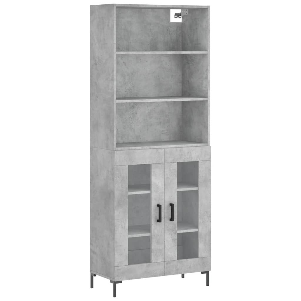 vidaXL Highboard Highboard Betongrau 69,5x34x180 cm Holzwerkstoff (1 St)