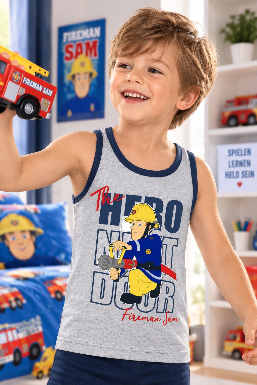 Feuerwehrmann Sam Hemd & Hose Feuerwehrmann Sam Jungen Unterhemd + Slip Set 2 - 7 Jahre (Set) Dopperpack Kinderunterwäsche – Bild 3 von 4
