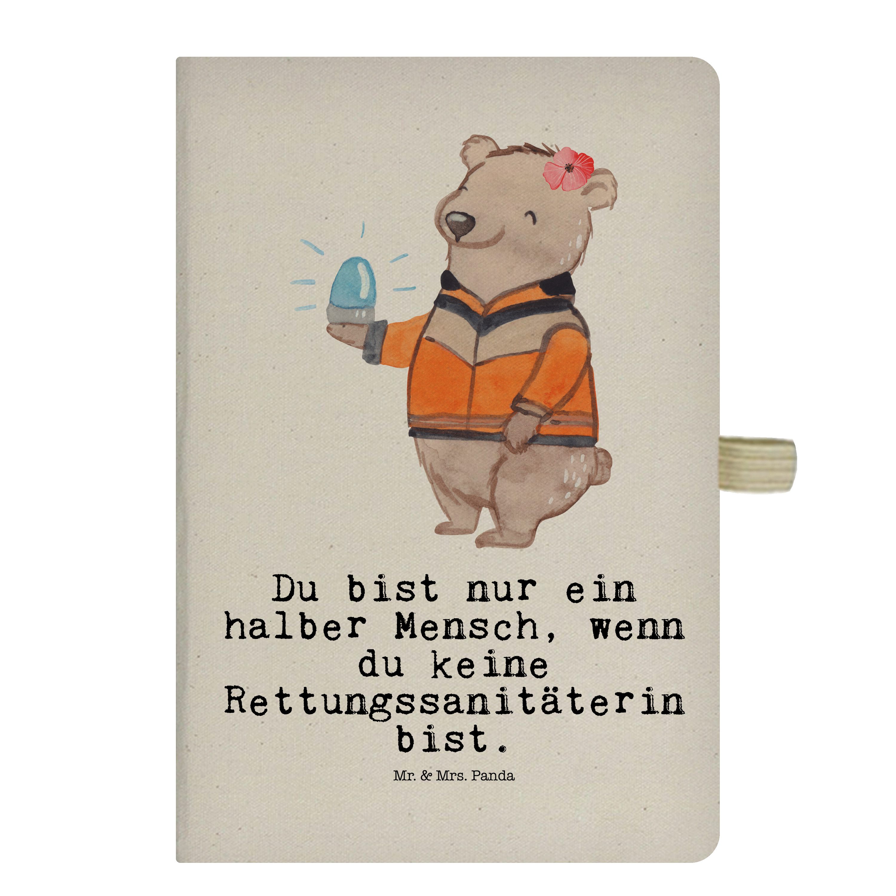 Mr. & Mrs. Panda Notizbuch Rettungssanitäterin mit Herz - Transparent - Geschenk, Skizzenbuch, D Mr. & Mrs. Panda