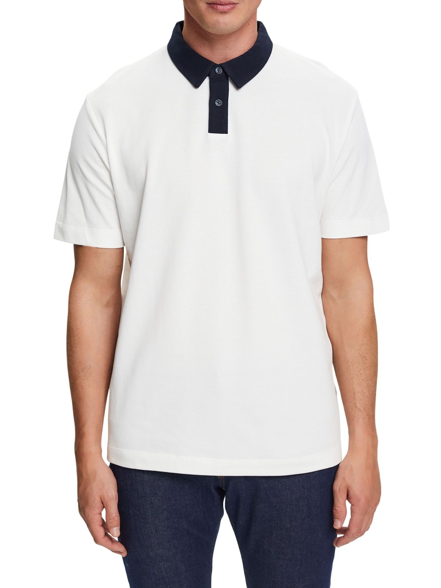 WHITE Collection Poloshirt Poloshirt OFF Baumwoll-Piqué Esprit aus