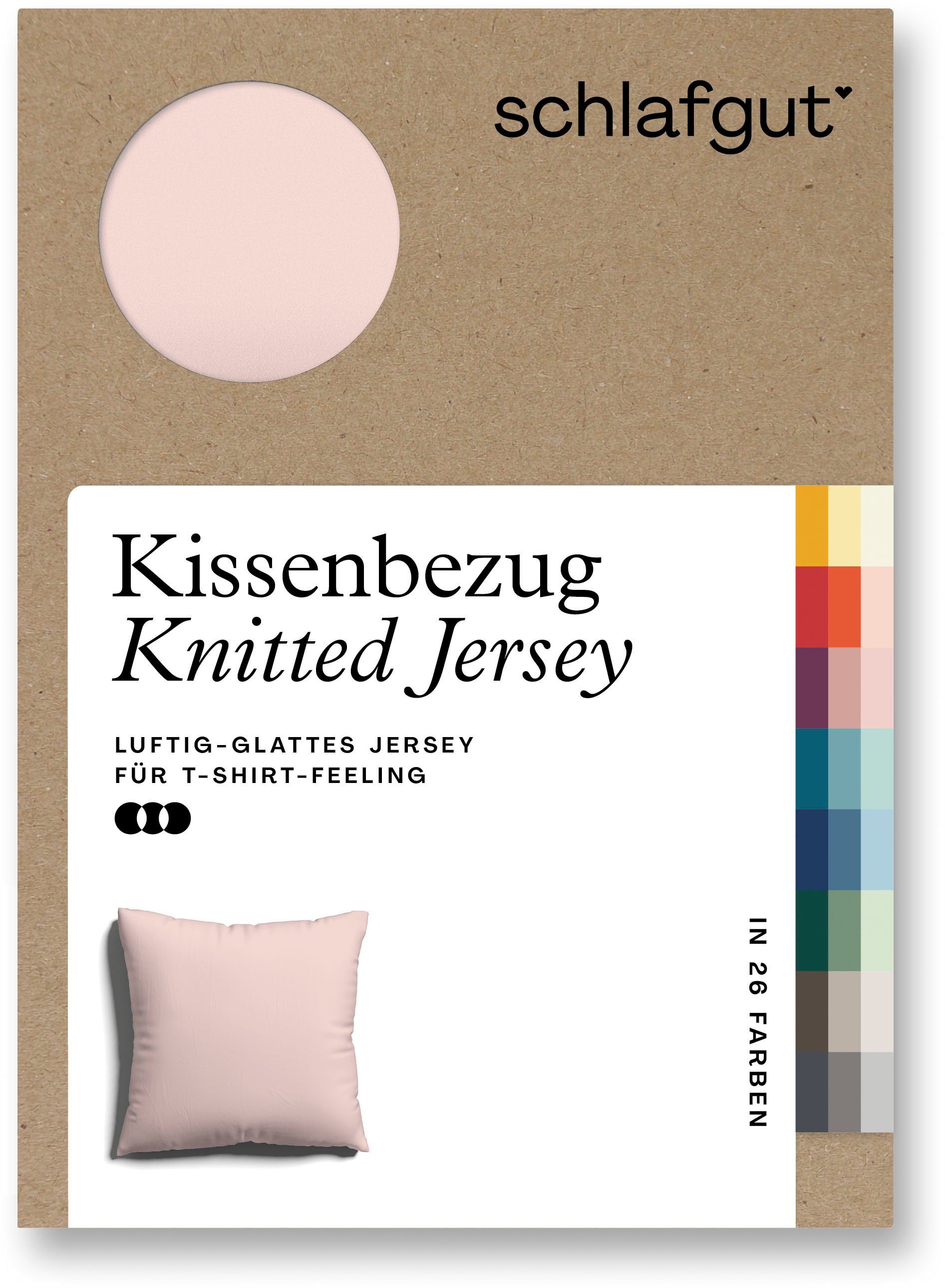 Kissenbezug Knitted Jersey aus Bio-Baumwolle mit Elasthan, bügelfrei, Schlafgut (1 Stück), besonders fein gestrickt, Kissenhülle mit farbigem Reißverschluss