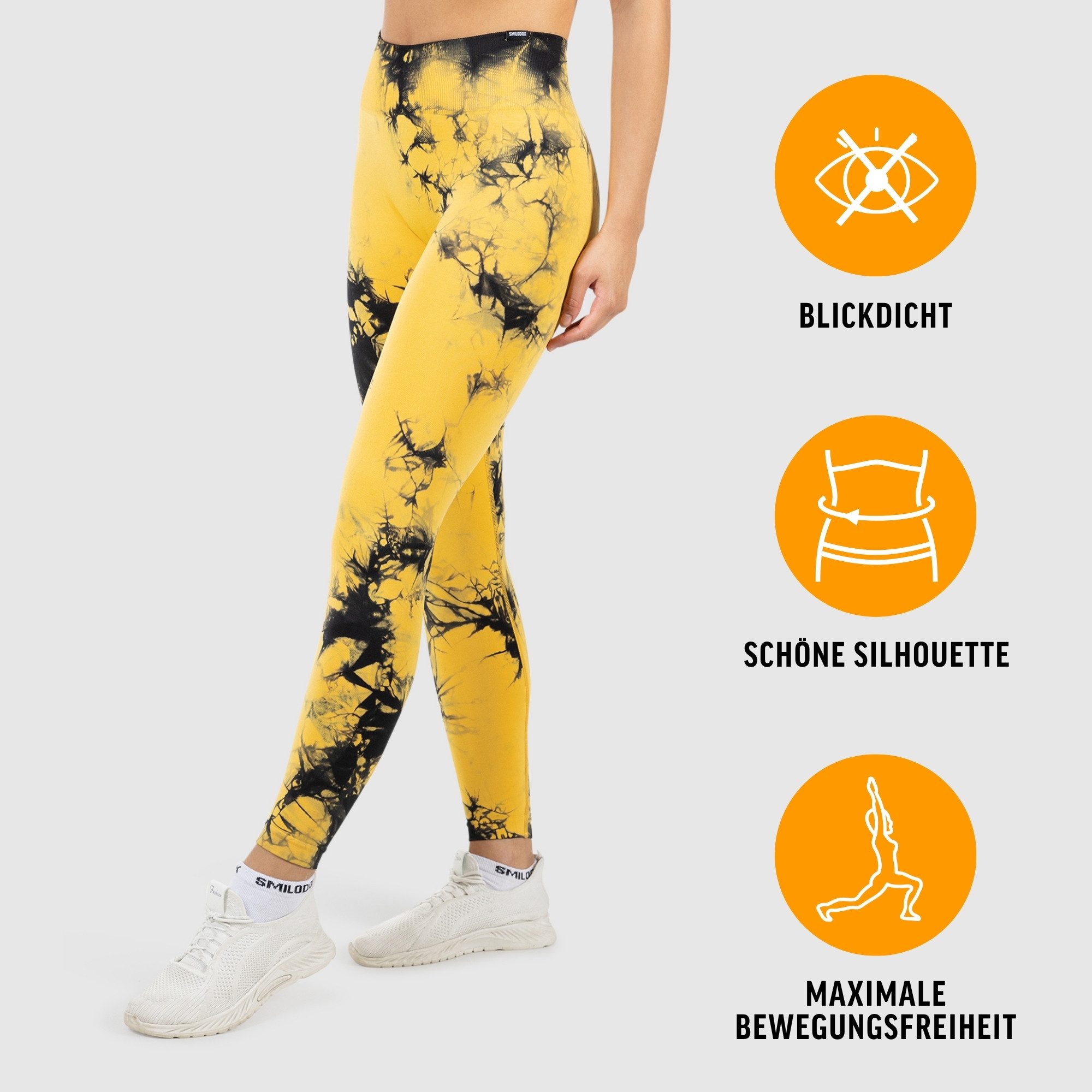 Smilodox Leggings Becci, Seamless High Waist Scrunch Sporthose, Batik-Effekt & Muster Figurformende Kontur, elastisch, Blickdicht, Gym Yoga Training Workout