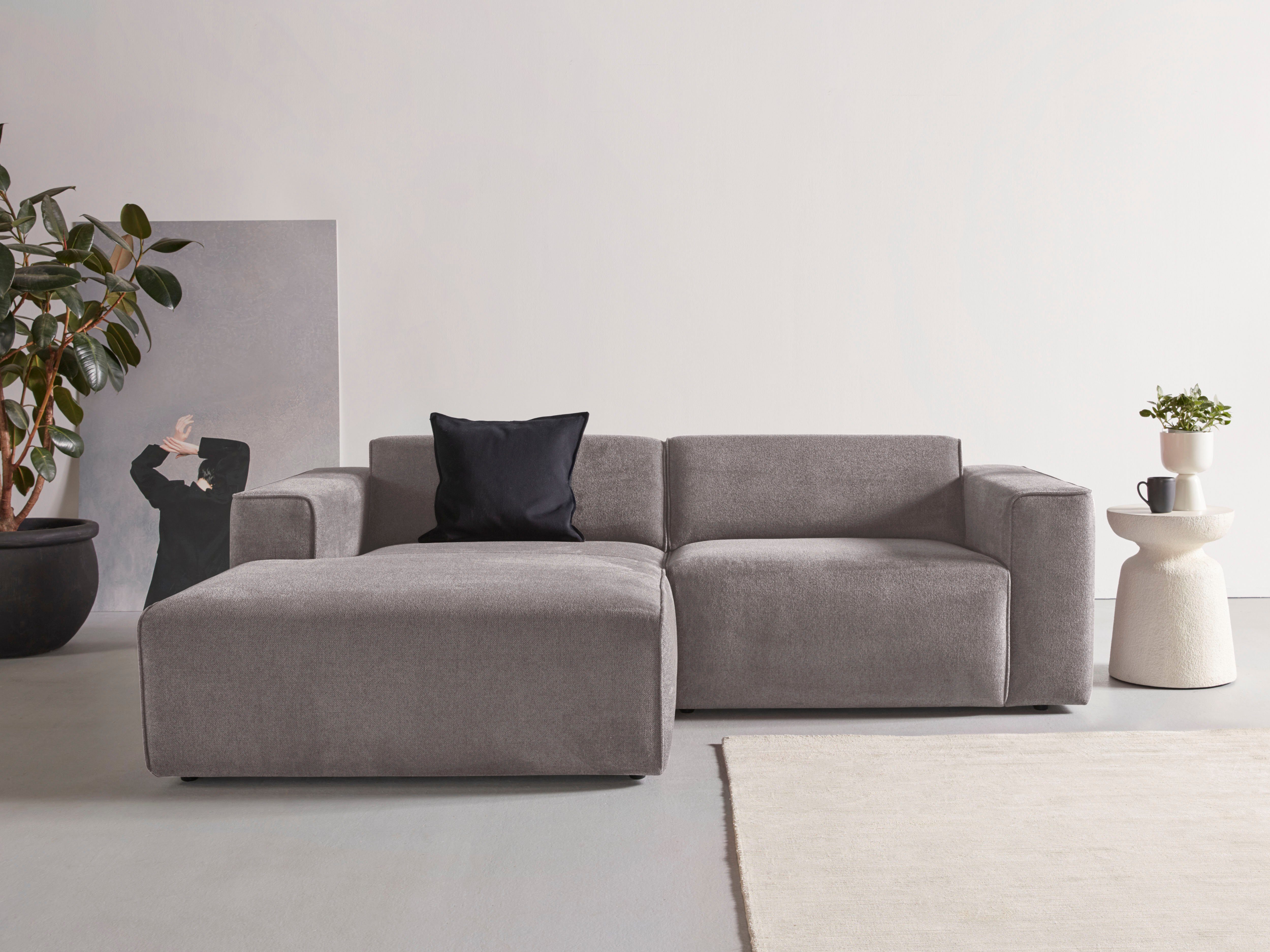 andas Ecksofa Noord, 234 cm, mit Kedernaht, Cord, Luxus-Microfaser, Struktur, Struktur grob