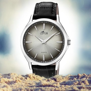 Lotus Quarzuhr »Lotus Herren-Armbanduhr schwarz Analog«, (Armbanduhr), Herren Armbanduhr rund, groß (ca. 40mm), Lederarmband schwarz