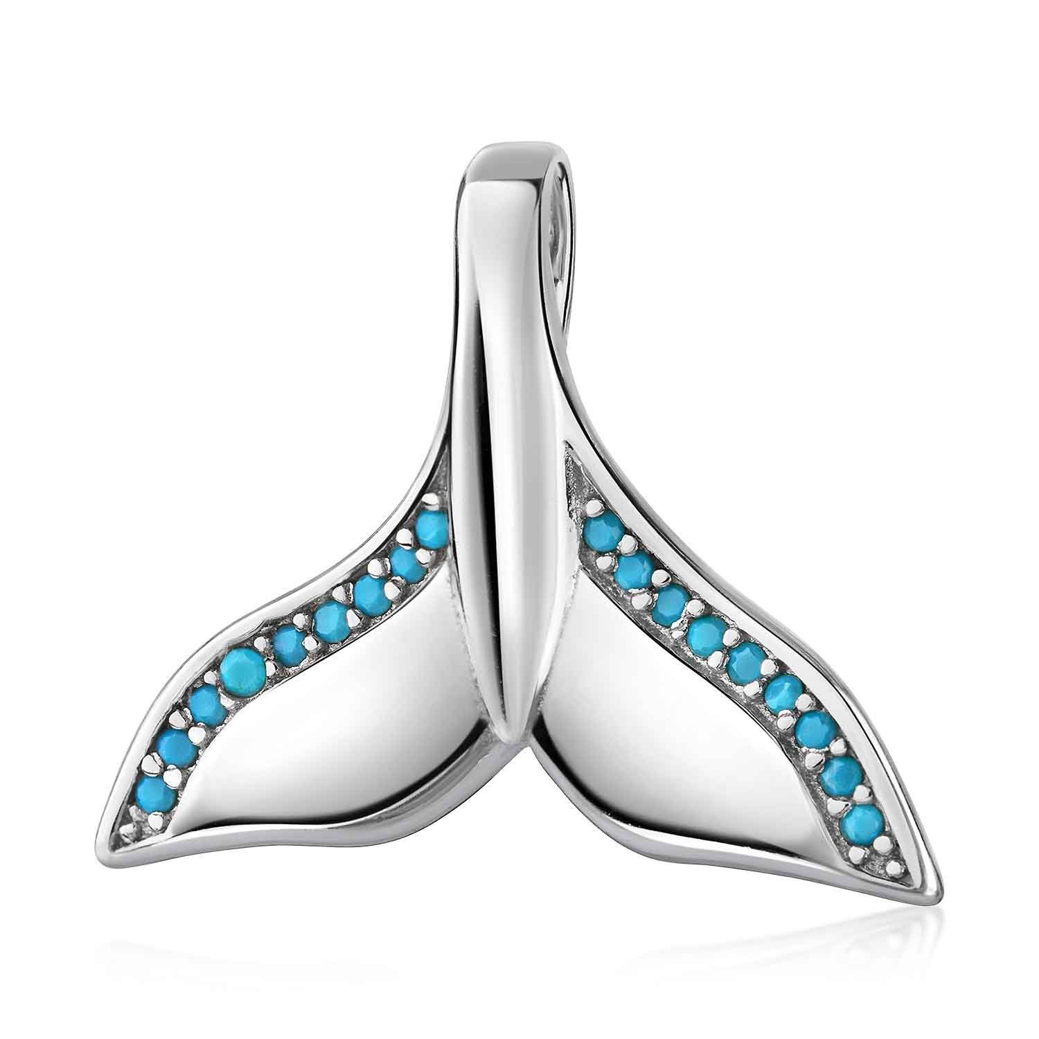 Materia Kettenanhänger Flosse Wal Delfin mit Zirkonia Türkis KA-367, 925  Sterling Silber