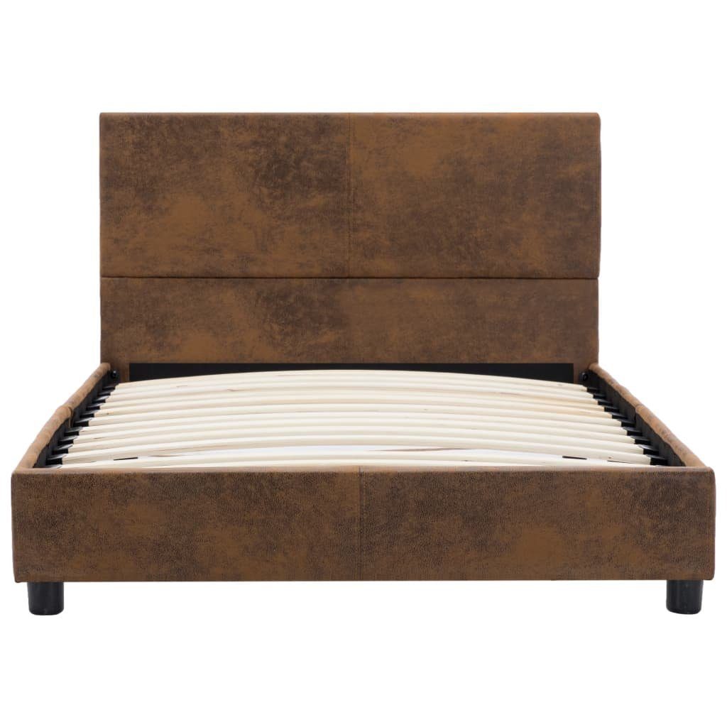 vidaXL Bett Bettgestell Braun Wildleder-Optik 90x200 günstig online kaufen