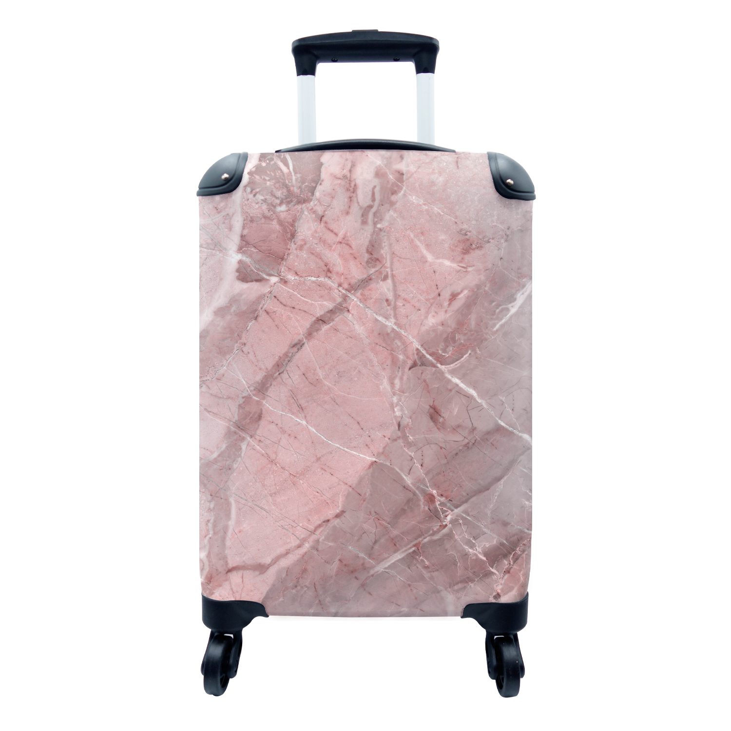 Reisetasche Handgepäckkoffer für rollen, Rosa Kieselsteine, Ferien, - Rollen, Handgepäck 4 MuchoWow mit Granit Trolley, - Reisekoffer