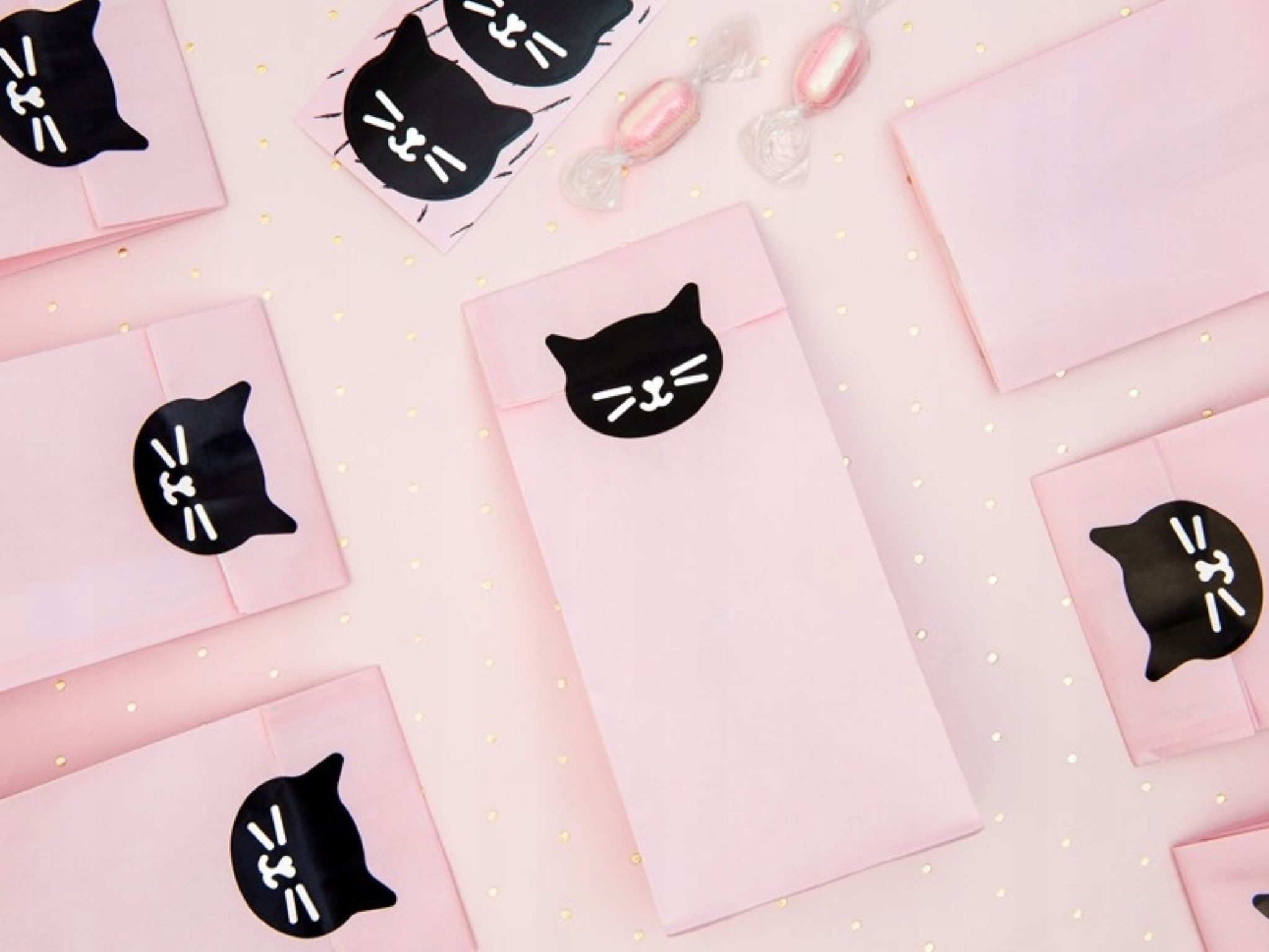 partydeco Geschenkpapier Süßigkeitentüten als Geschenke – 6 Stück mit niedlichen Aufklebern