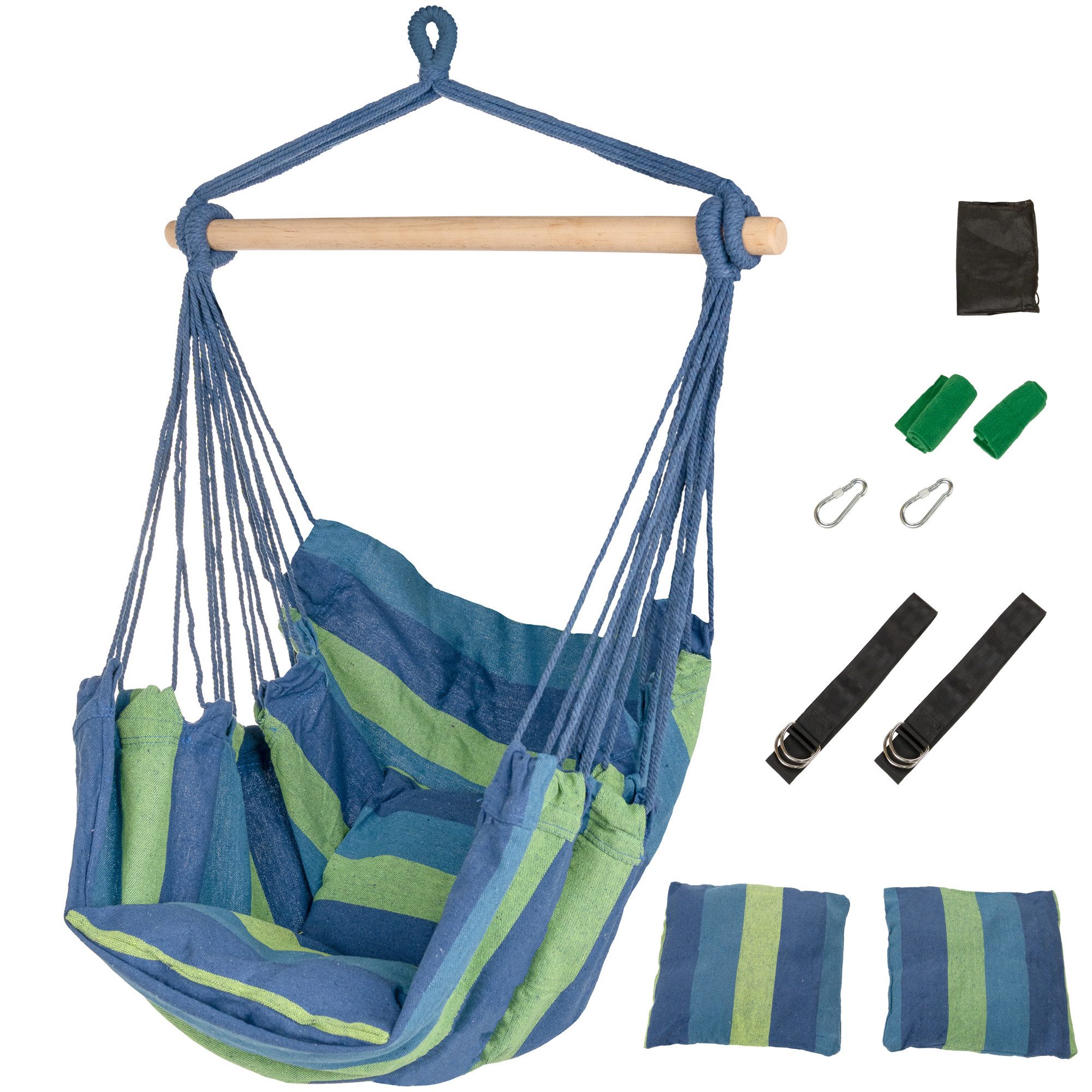 ib style Hängematte Kalea Hängesessel Cappuccino, Hängestuhl mit 2 Kissen und Zubehör - bis 120kg belastbar