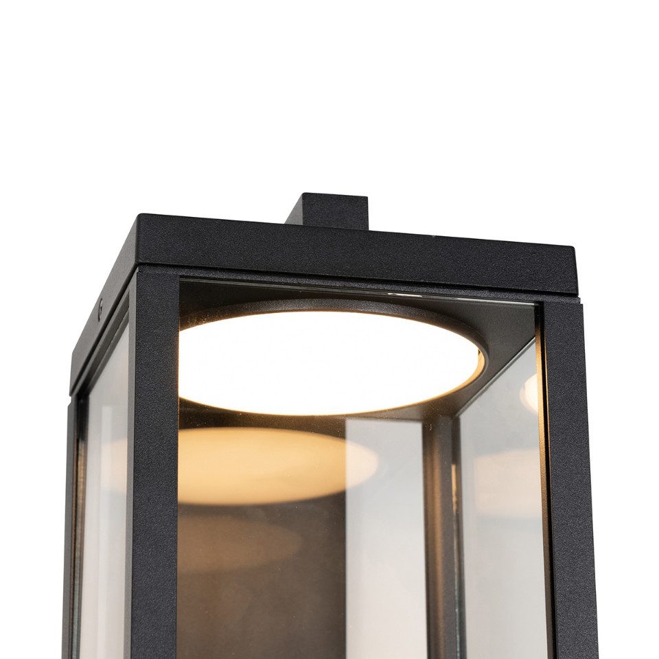 Qazqa Außen-Wandleuchte Ferdinand, LED fest integriert, (nicht austauschbare) LED, Schwarz, Modern, Aluminium, 1-flammig