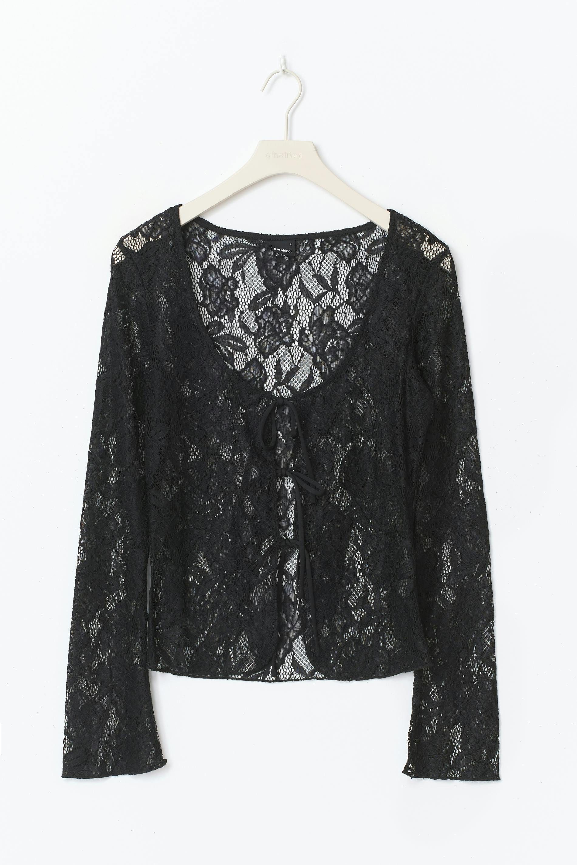 Gina Tricot Spitzenshirt – Spitzen-Langarmshirt - sexy Party Shirt