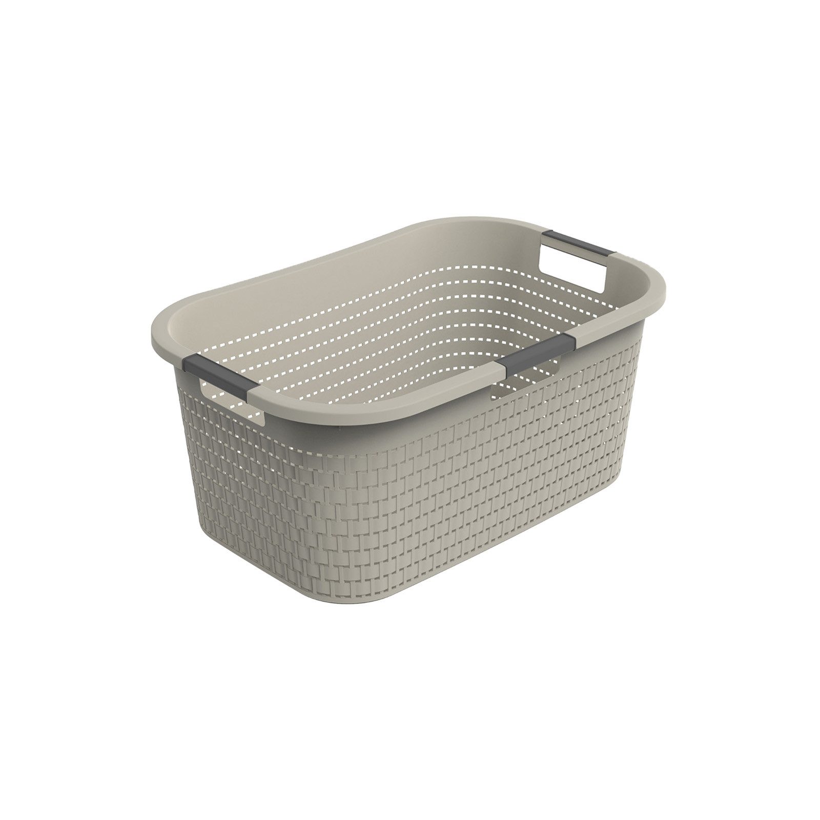ROTHO Wäschekorb Wäschebox 40L COUNTRY, ergonomische Wäschebehälter mit Griffe, Rattan-Oberfläche ermöglicht Luftzirkulation im Korb