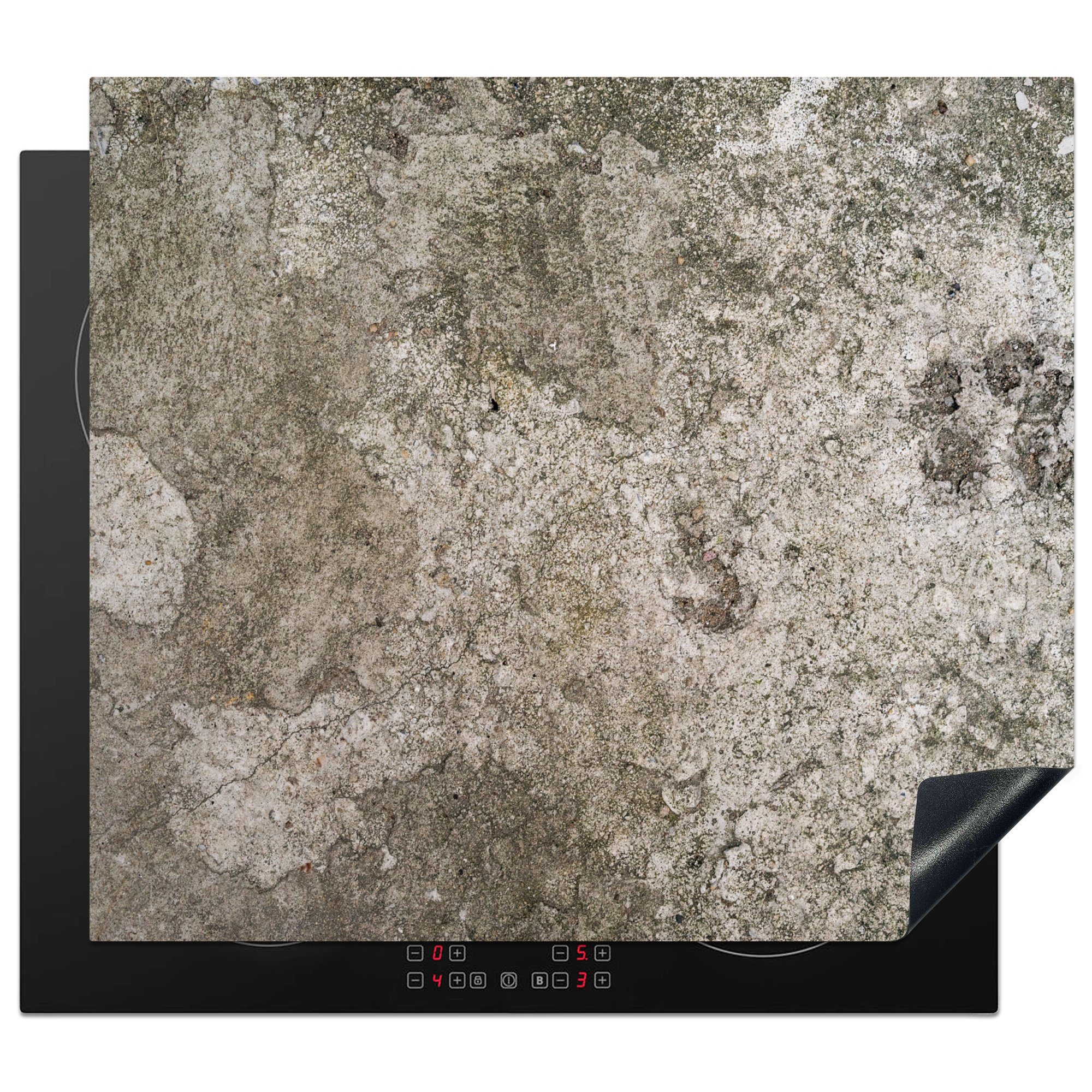 MuchoWow Herdblende-/Abdeckplatte Schiefer (1 - Beton, die für Ceranfeldabdeckung Vinyl, cm, Stein 59x52 - - Rost Induktionsmatte küche, tlg)