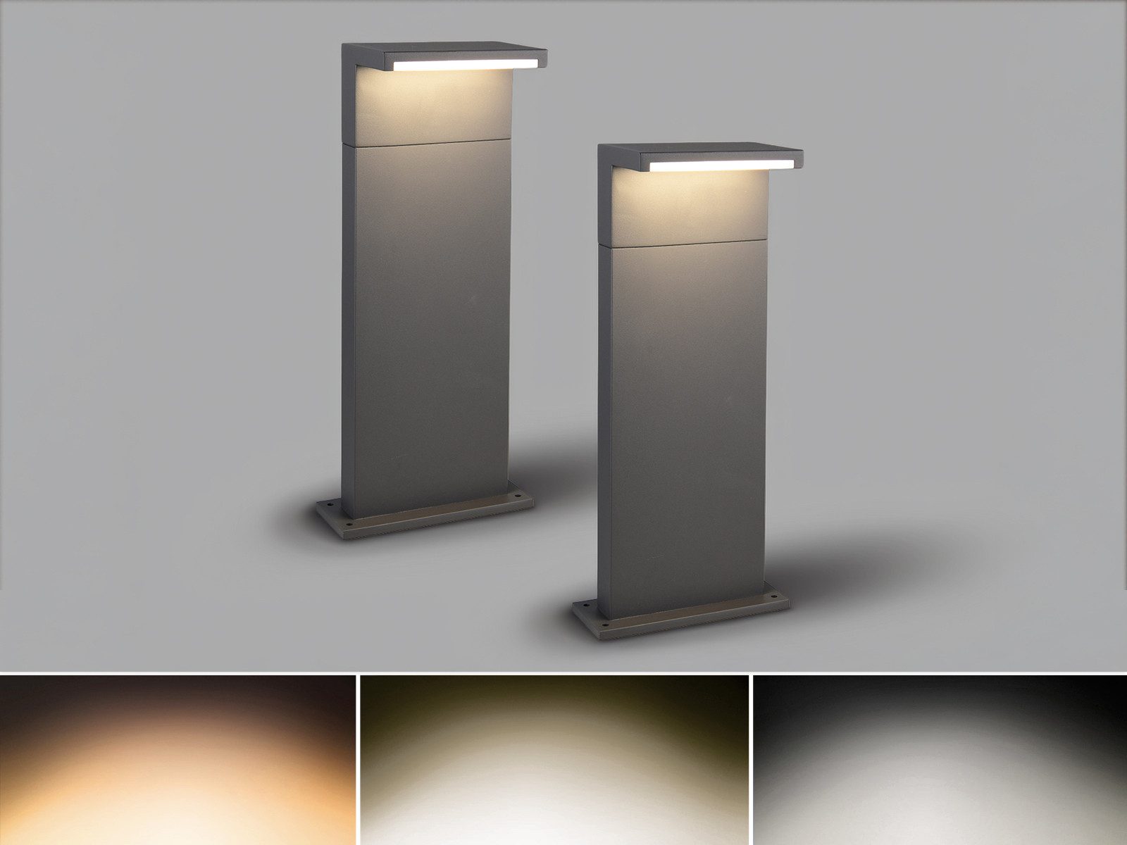 TRIO Leuchten LED Pollerleuchte 2er SET zur Reihenschaltung, Höhe 50cm, Lichttemperatur einstellbar, LED fest integriert, Warmweiß, Neutralweiß, Außen-Leuchten zur Garten Wegbeleuchtung, besonders wetterfest
