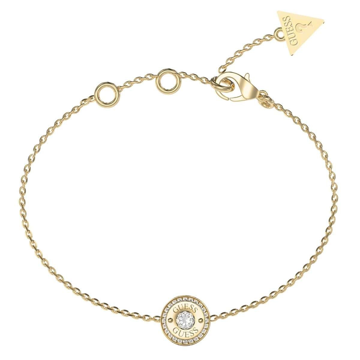 Guess Edelstahlarmband JUBB05555JWYGS, für Damen Coin Pave Goldfarben S