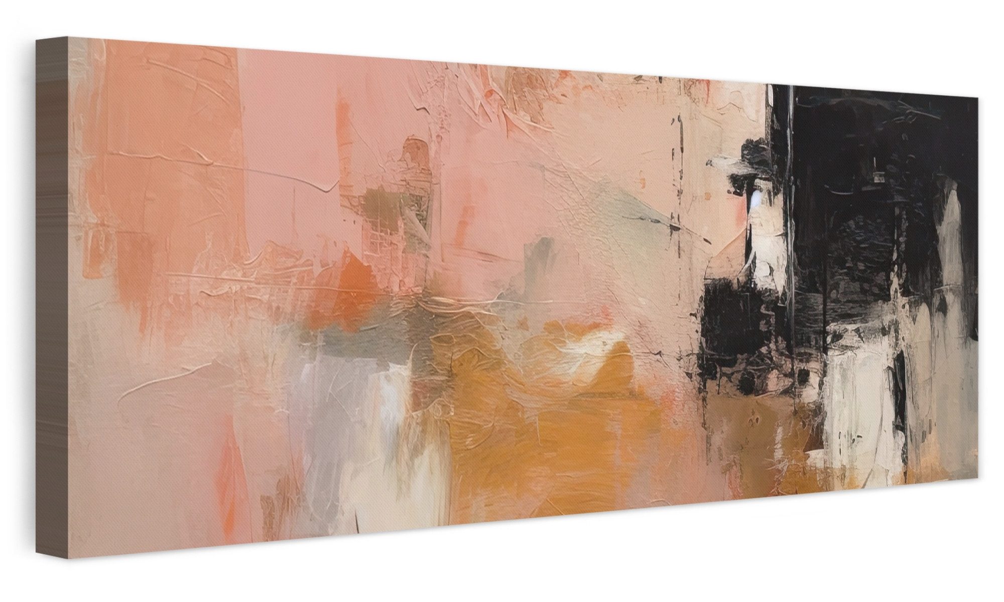 OneMillionCanvasses® Leinwandbild Panorama Kunst - Abstrakt - Beige - Farbe, Fotodruck (1 St), Wandbild, Deko Schlafzimmer Wohnzimmer Flur …