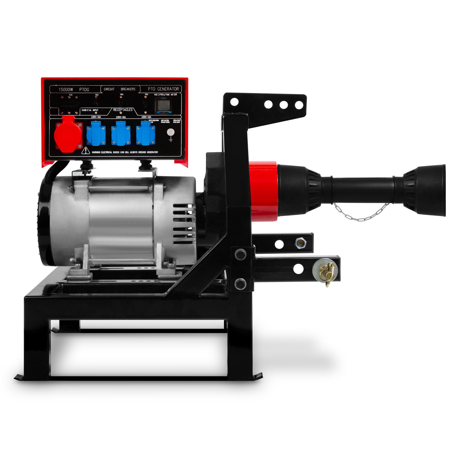 EBERTH Power Generator PTO Generator 18.75 kVA, 3x230V / 1x400V IP44, 15 kW, PTO shaft 1-3/8" 6 teeth, 3-point linkage