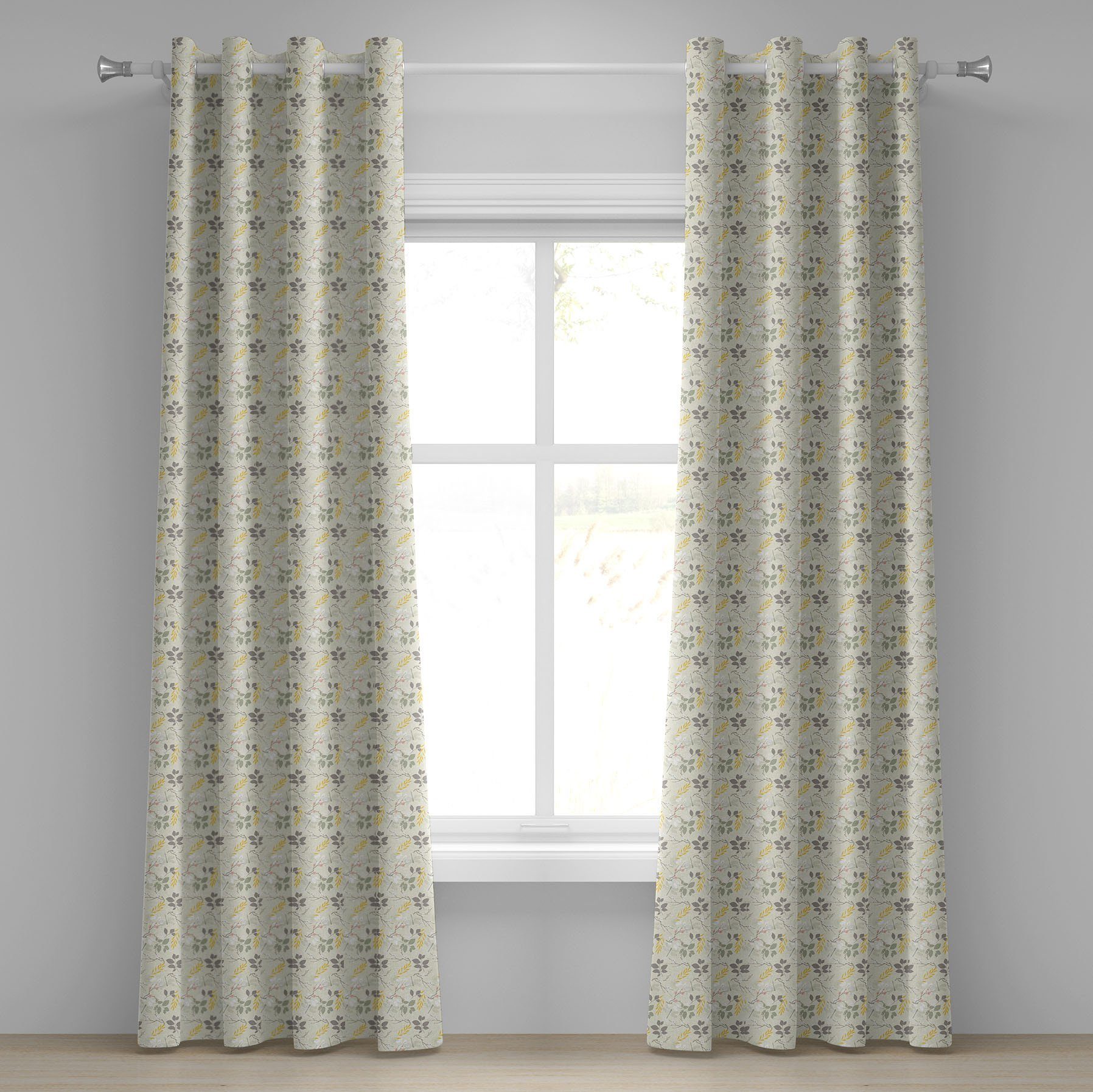 2-Panel-Fenstervorhänge Gardine Abakuhaus, Dekorative Wohnzimmer, Swirl Jahrgang Farm Schlafzimmer Florals für