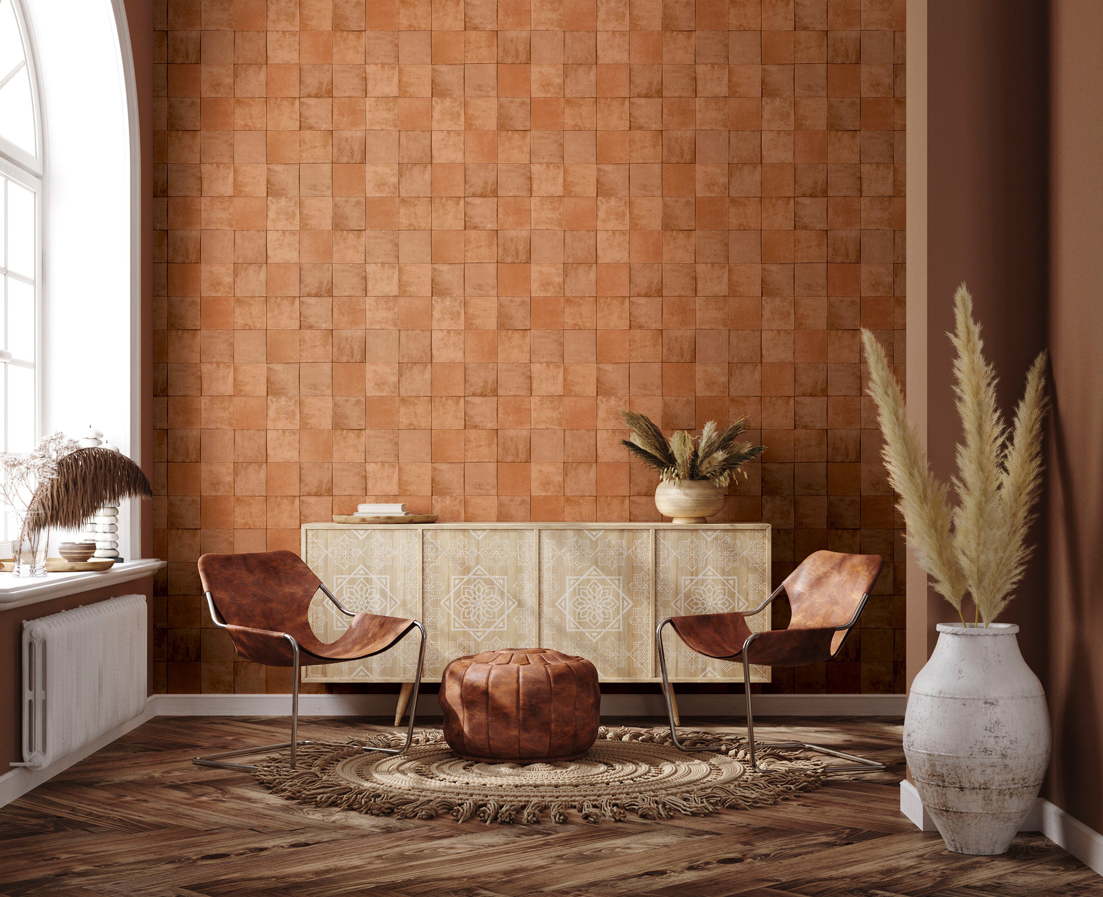 Marburg Fototapete Tile, glatt, matt, moderne Vliestapete für Wohnzimmer Schlafzimmer Küche Schokolade