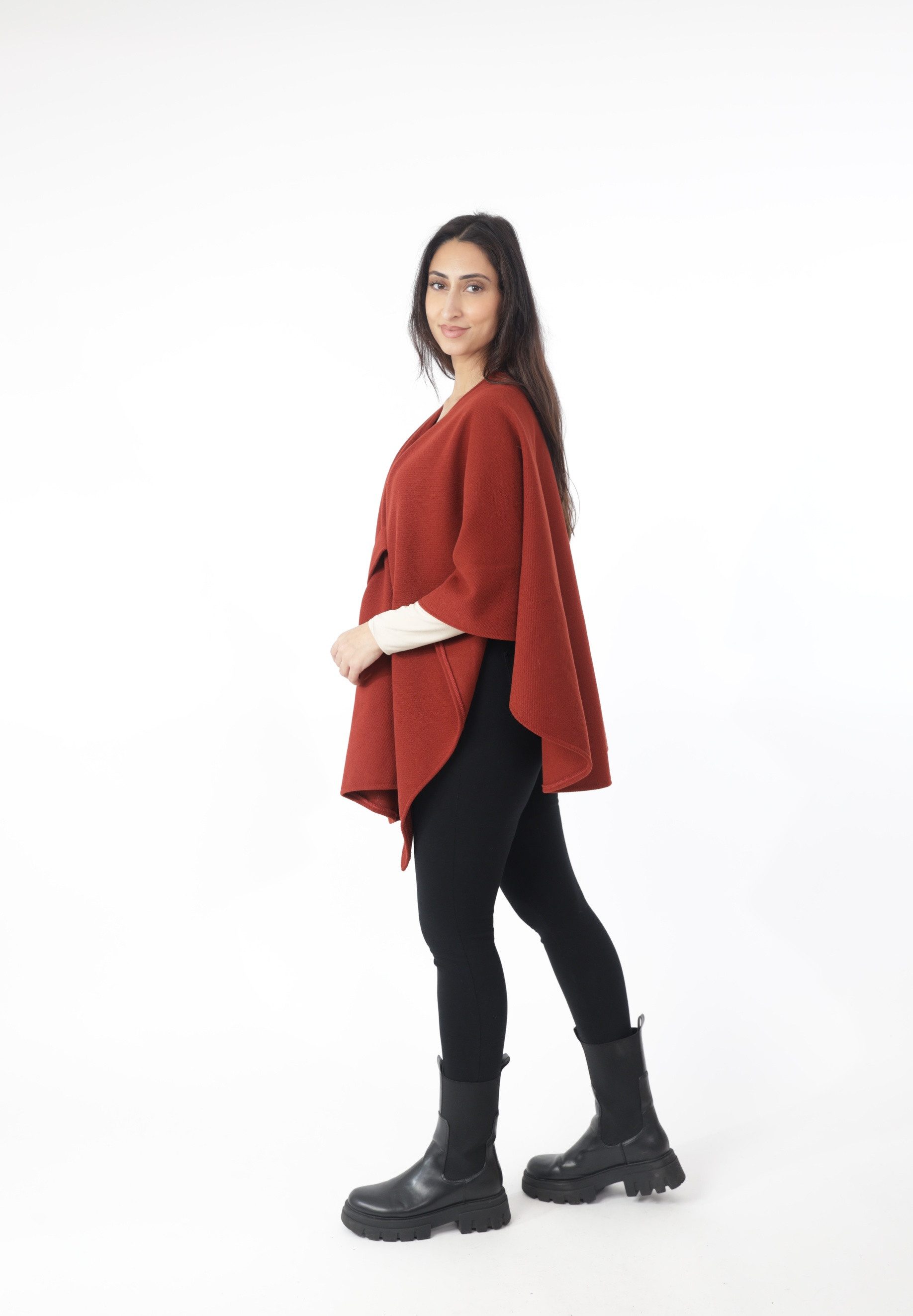 Elara Bolerojacke — Damen Poncho One Size mit V-Ausschnitt und dekorativem Knotendetail