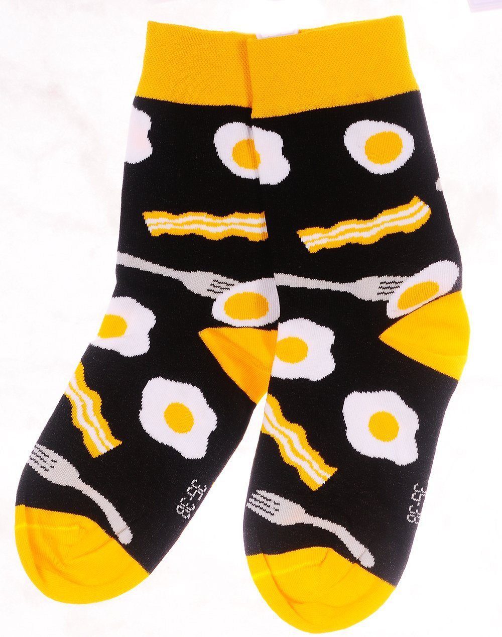 Martinex Носки 1 Paar Themensocken Strümpfe für Damen Herren Kinder socks in Schwarz mit Spiegeleiern, Frühstück 34 35 36 37 38 39 40 41 42 43 44 45 36