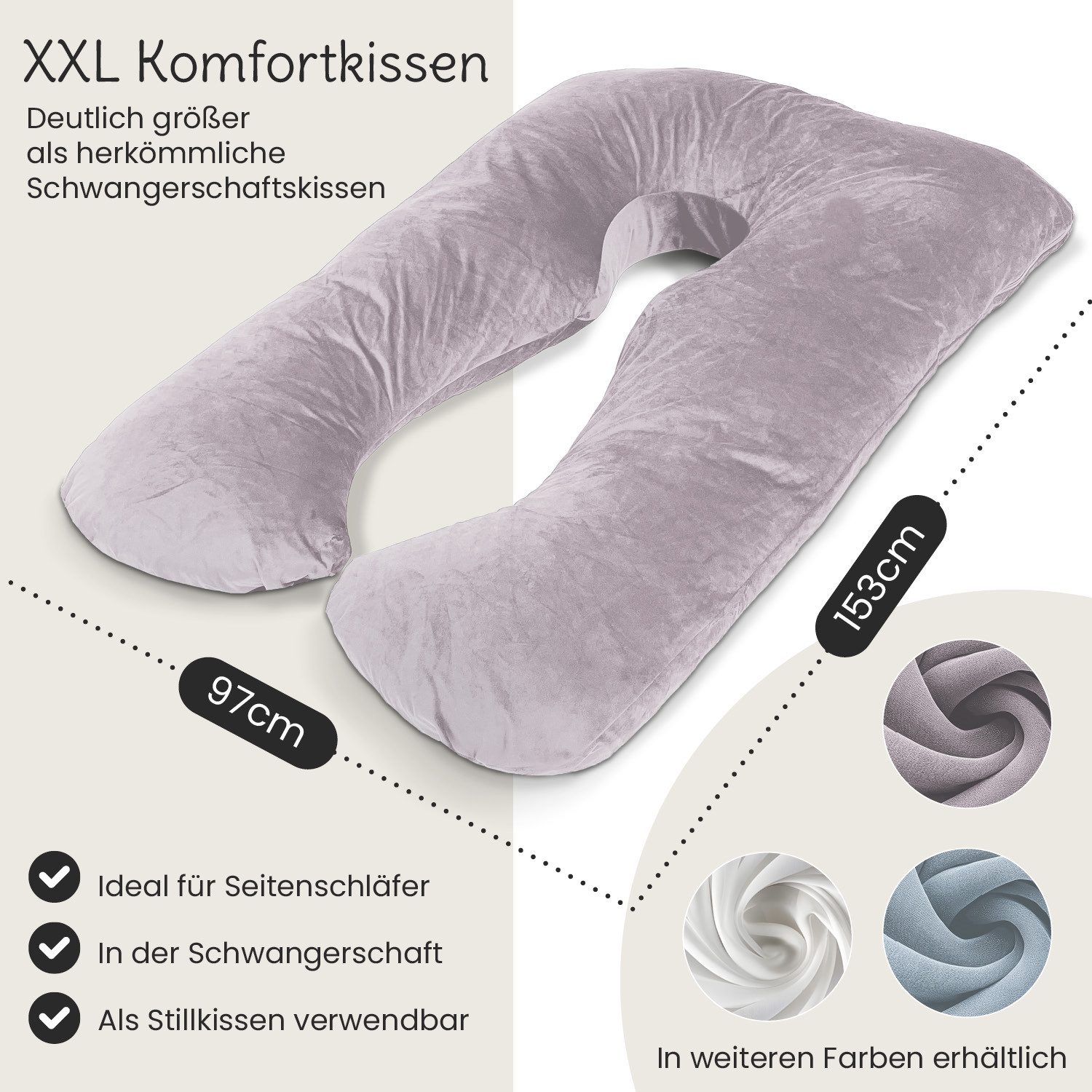 ELONEO Stillkissen Schwangerschaftskissen XXL, Seitenschläferkissen, Pregna günstig online kaufen