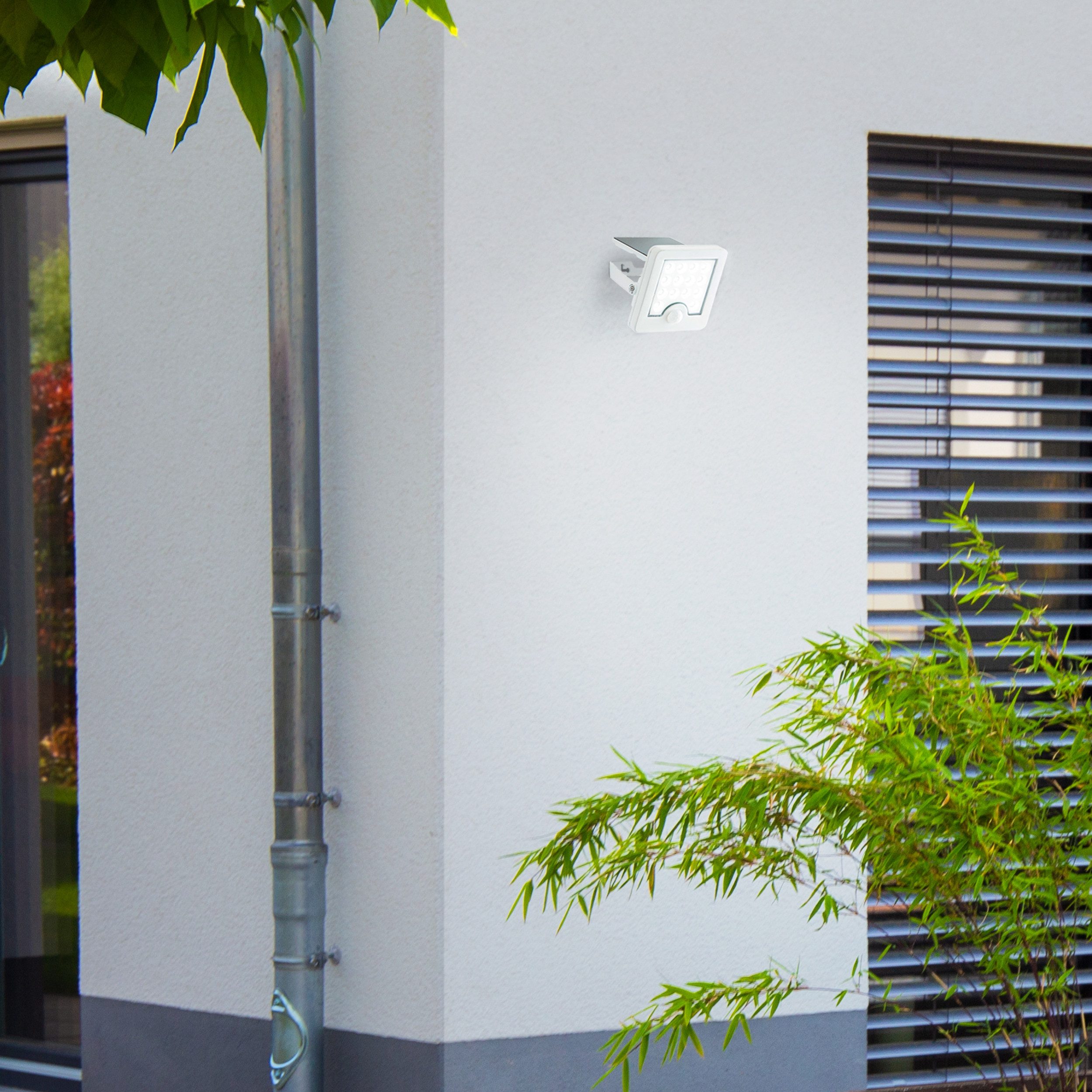 Lightbox Wandleuchte, Bewegungsmelder, LED fest integriert, Neutralweiß, LED Außenwandlampe, Solar, Bewegungsmelder, schwenkbar, 540 lm, IP65