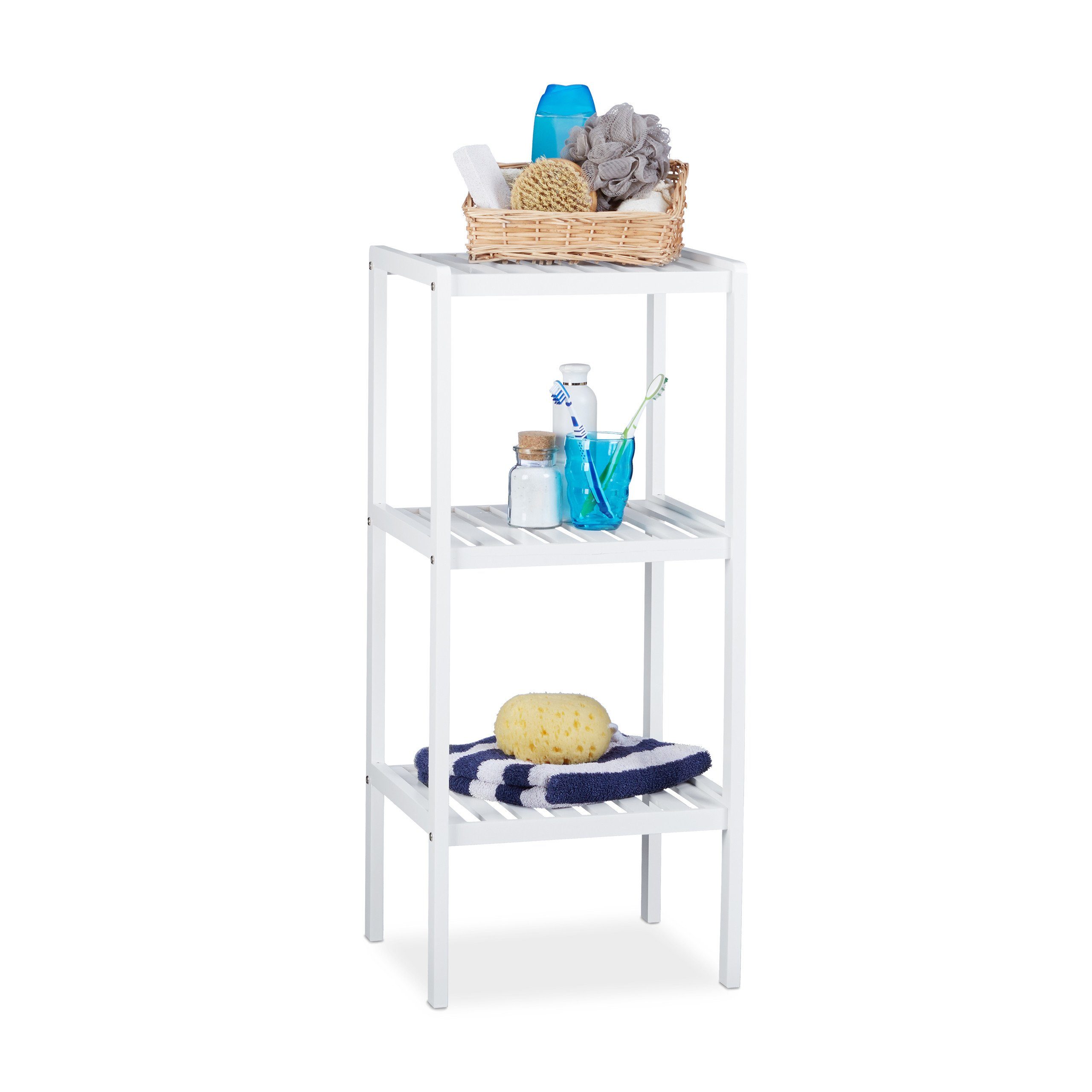 relaxdays Badregal Bambus Badregal mit 3 günstig online kaufen