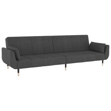 furnicato Schlafsofa 2-Sitzer mit 2 Kissen Dunkelgrau Samt