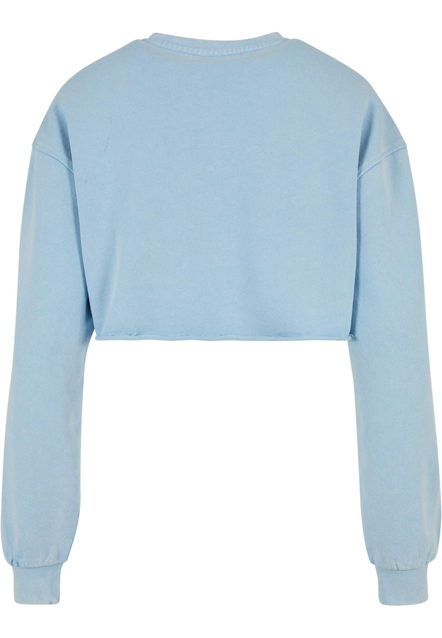 Embroidery Flower Crewneck Terry Sweater Cropped URBAN balticblue Ladies (1-tlg) Damen CLASSICS