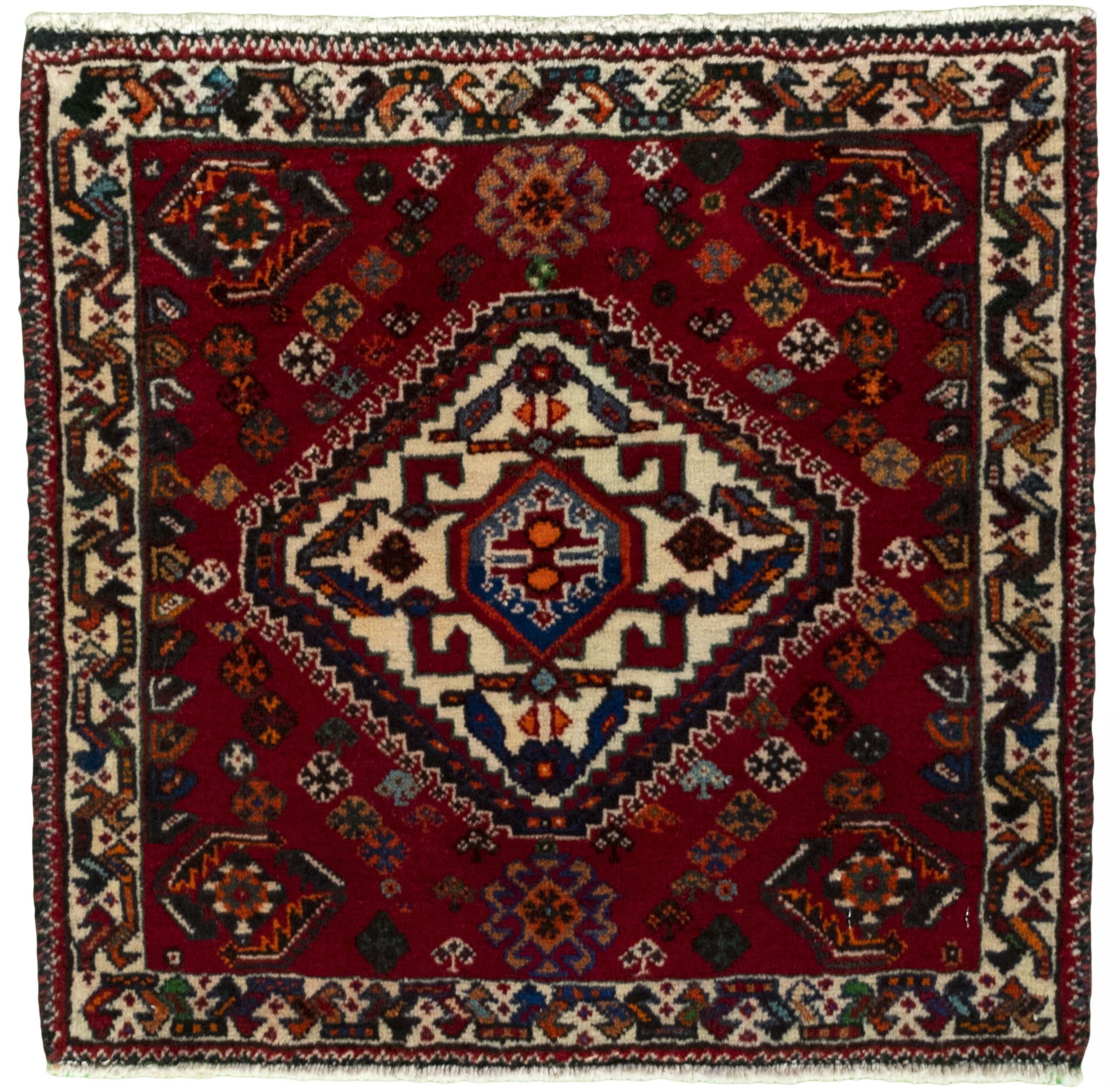 CABBEL Orientteppich 56x57 cm Perser Shiraz Rot Handgeknüpft Nomaden Unikat Quadratisch, quadratisch, Höhe: 8 mm, 100% Material – hochwertig, langlebig, traditionelle Knüpfdichte