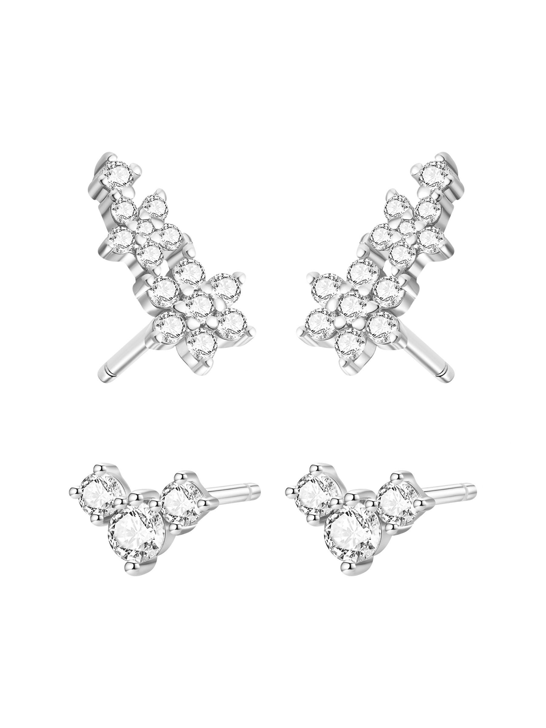 Ohrstecker-Set Funkelnde Blumen, 4-teiliges Ohrring-Set