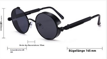 RefinedFlare Sonnenbrille Coole Steampunk-Rundmetallrahmen-Polaroid (Sonnenbrille Mit Premium-Königsstil)