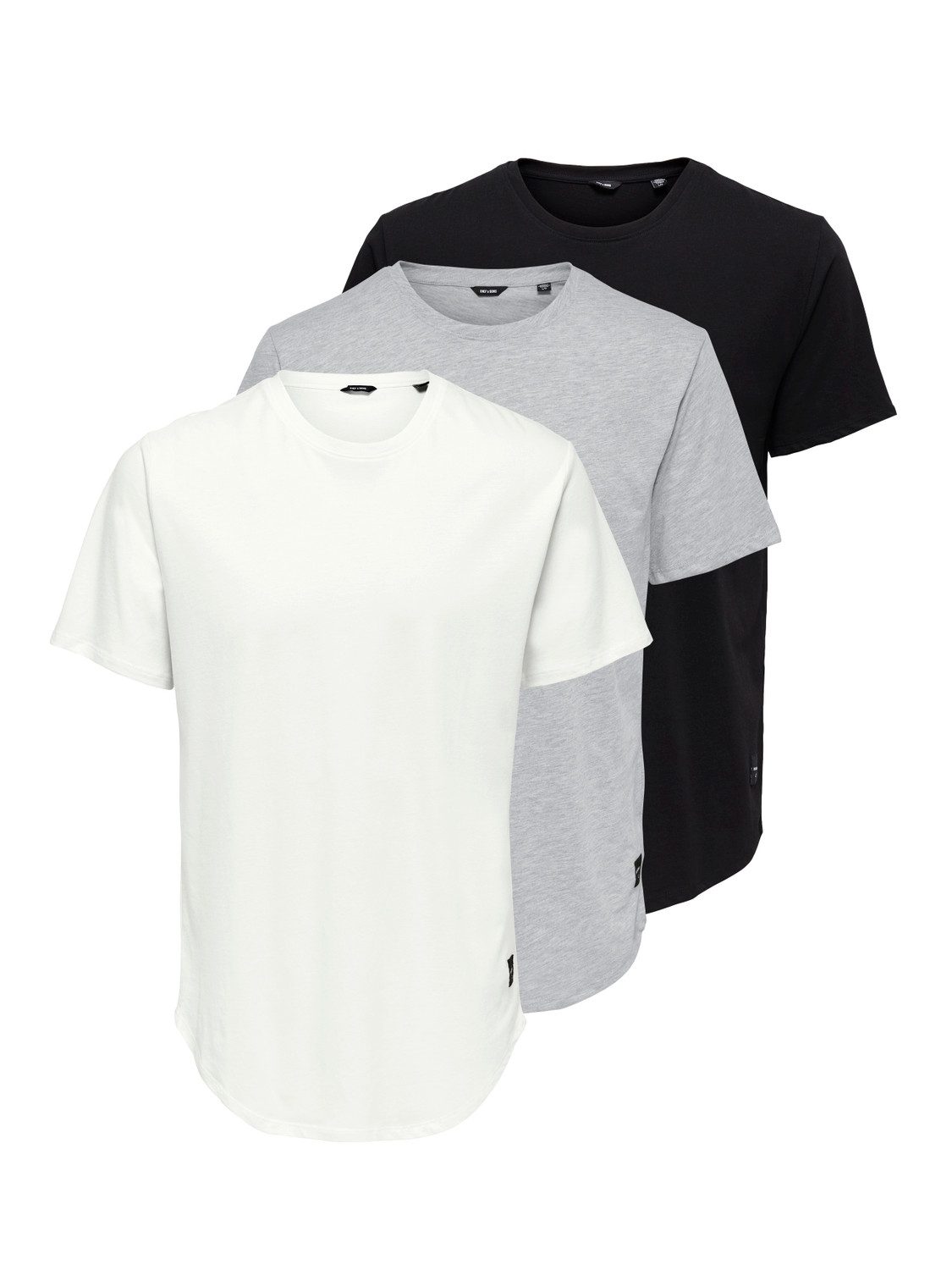 ONLY & SONS Rundhalsshirt ONSMATT LONGY SS TEE 3-PACK (Packung, 3-tlg) günstig online kaufen