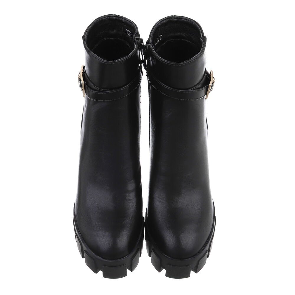 Ital-Design Damen Party & Clubwear Plateaustiefelette (84989632) Blockabsatz High-Heel Stiefeletten in Schwarz