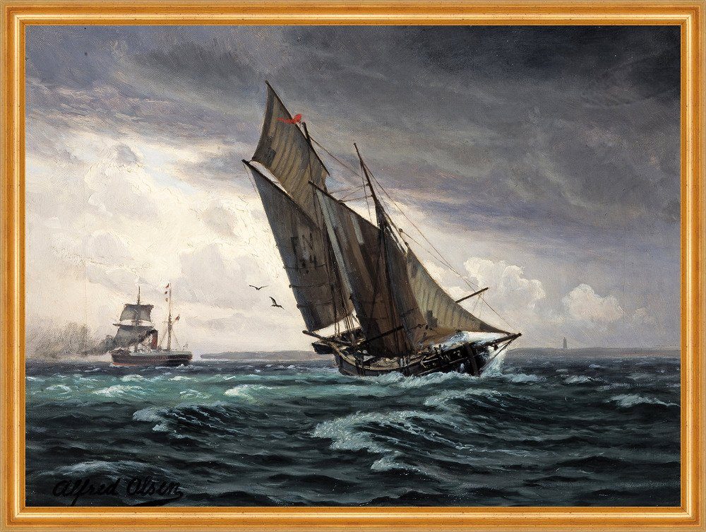 BillerAntik Kunstdruck Seascape Alfred Olsen Segelschiffe Sturm Meer Himmel Wellen Boot B A2, (1 St)