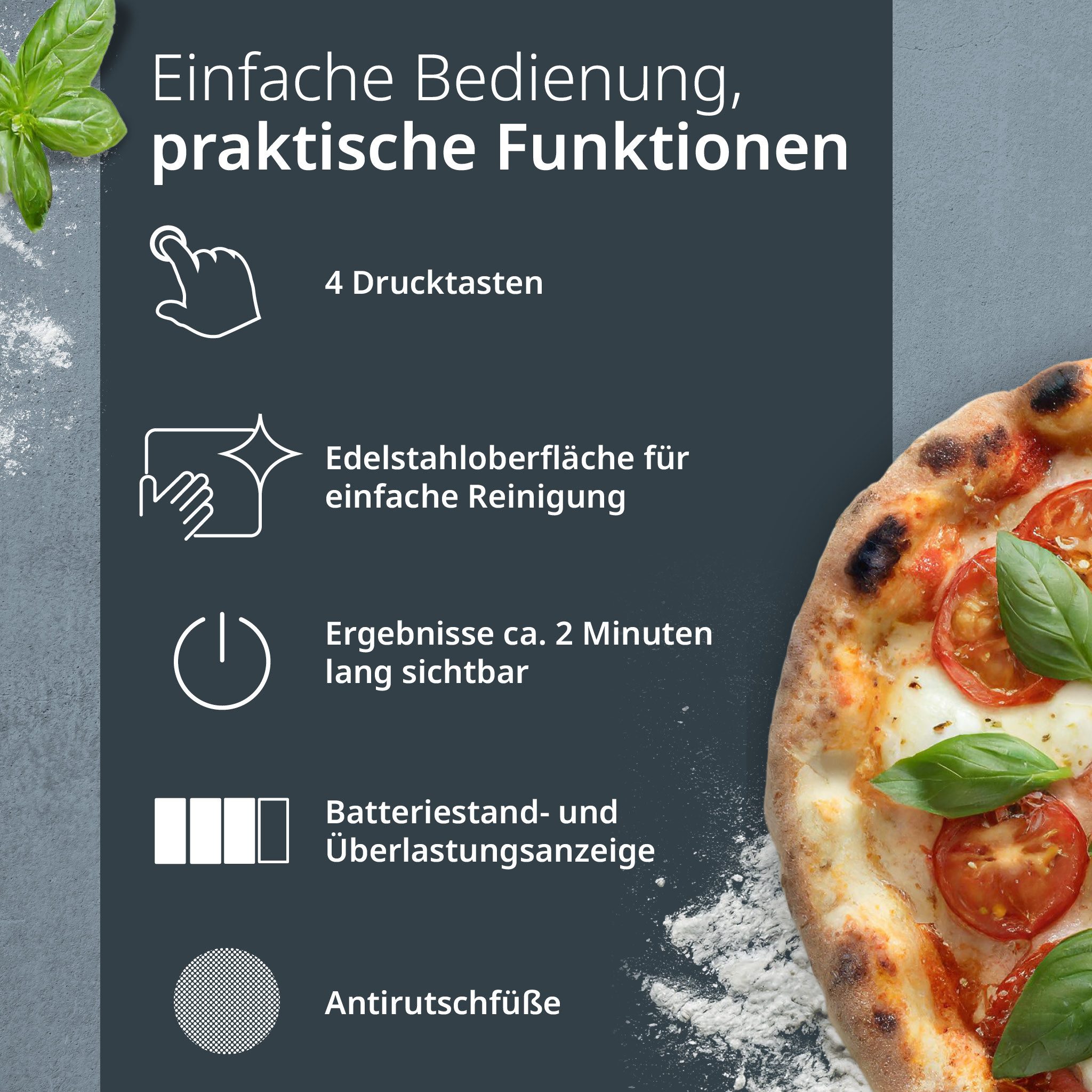 ADE Küchenwaage digital mit 2 Wiegeflächen 5kg/1g & 500g/0,1g, milligrammgenaue Waage für das Backen von Brot, Pizza, AAA Batterien – Bild 5 von 5