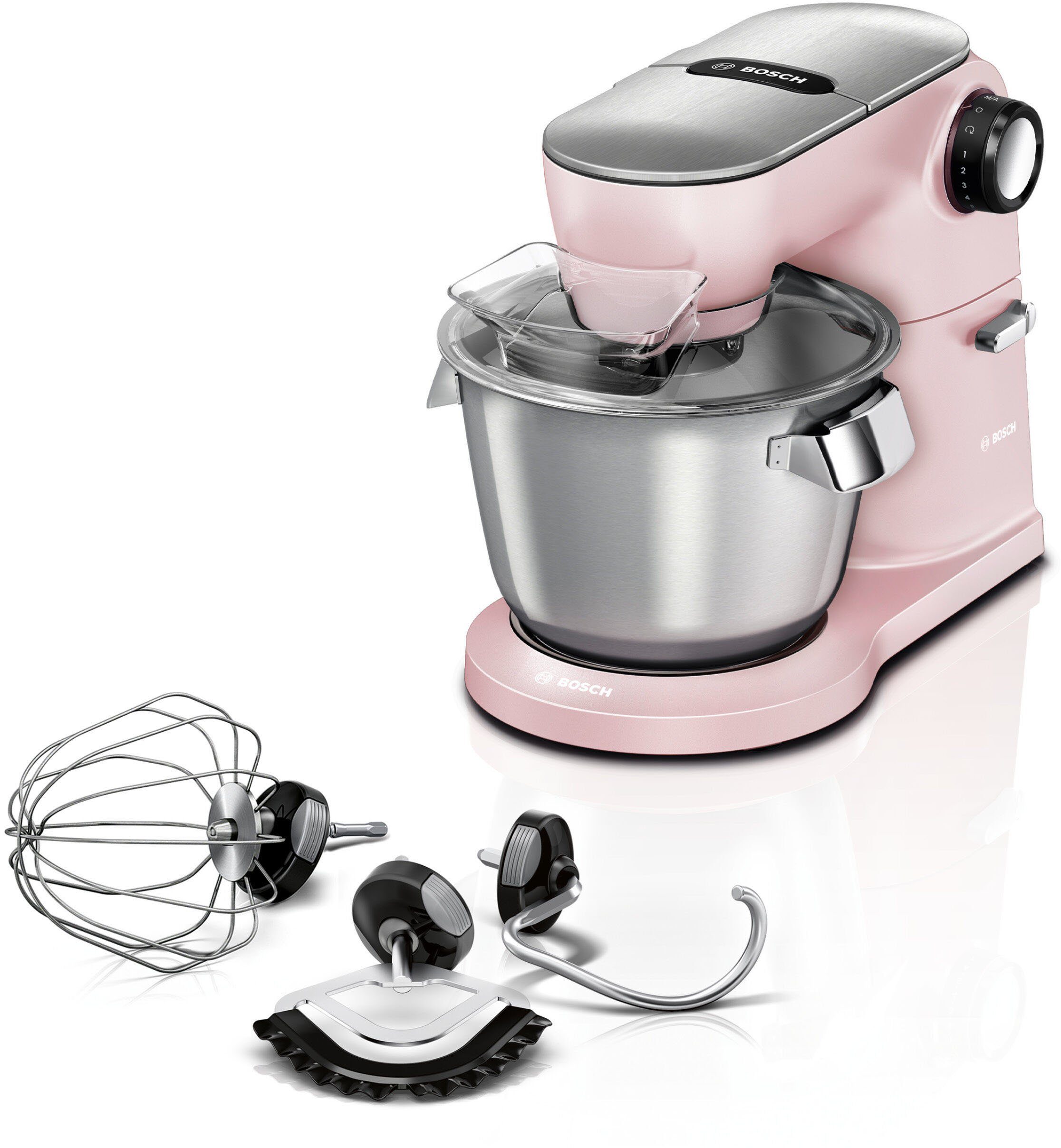 W, Profi-Patisserie-Set, Schüssel, BOSCH Küchenmaschine pastelrosé OptiMUM, l MUM9A66N00 1600 5,5 Planetenrührwerk,