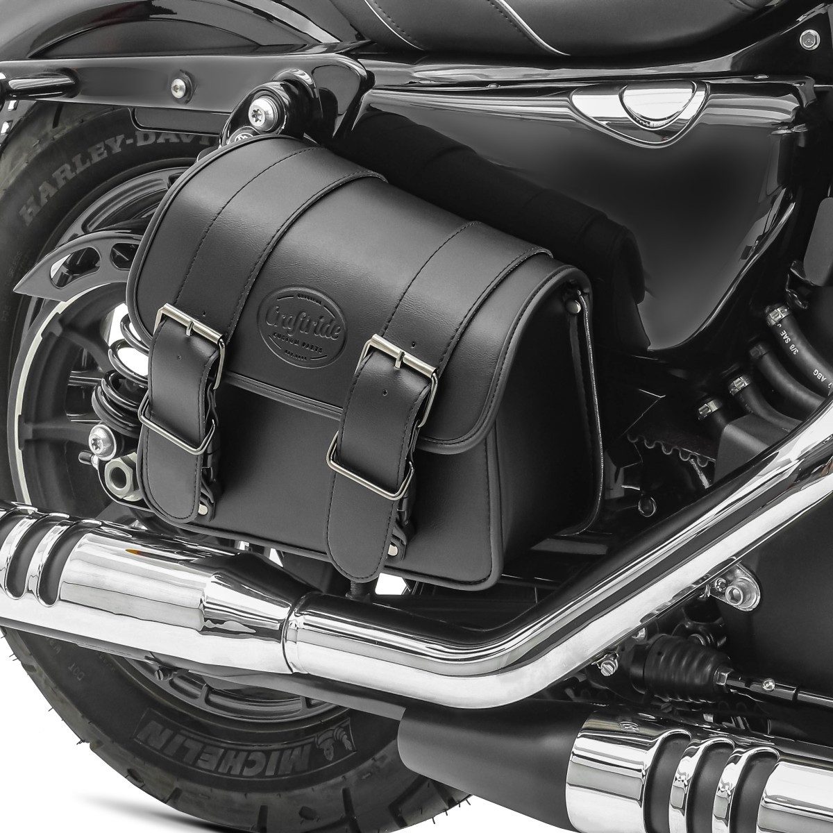 Craftride Satteltasche Motorrad Satteltaschen Paar für Custom Bikes Montana # schwarz