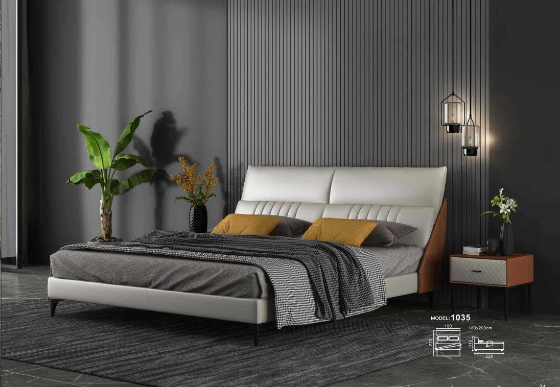 JVmoebel Bett, Designer Bett Schlafzimmer Betten Textil Leder Hotel Luxus Polster | Bettgestelle