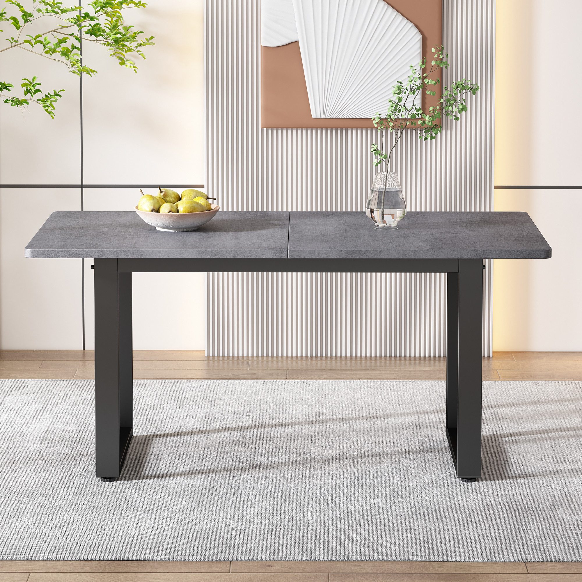 SOFTWEARY Esstisch mit Metallgestell (1-St., 140/70/75 cm), in Betonoptik g günstig online kaufen