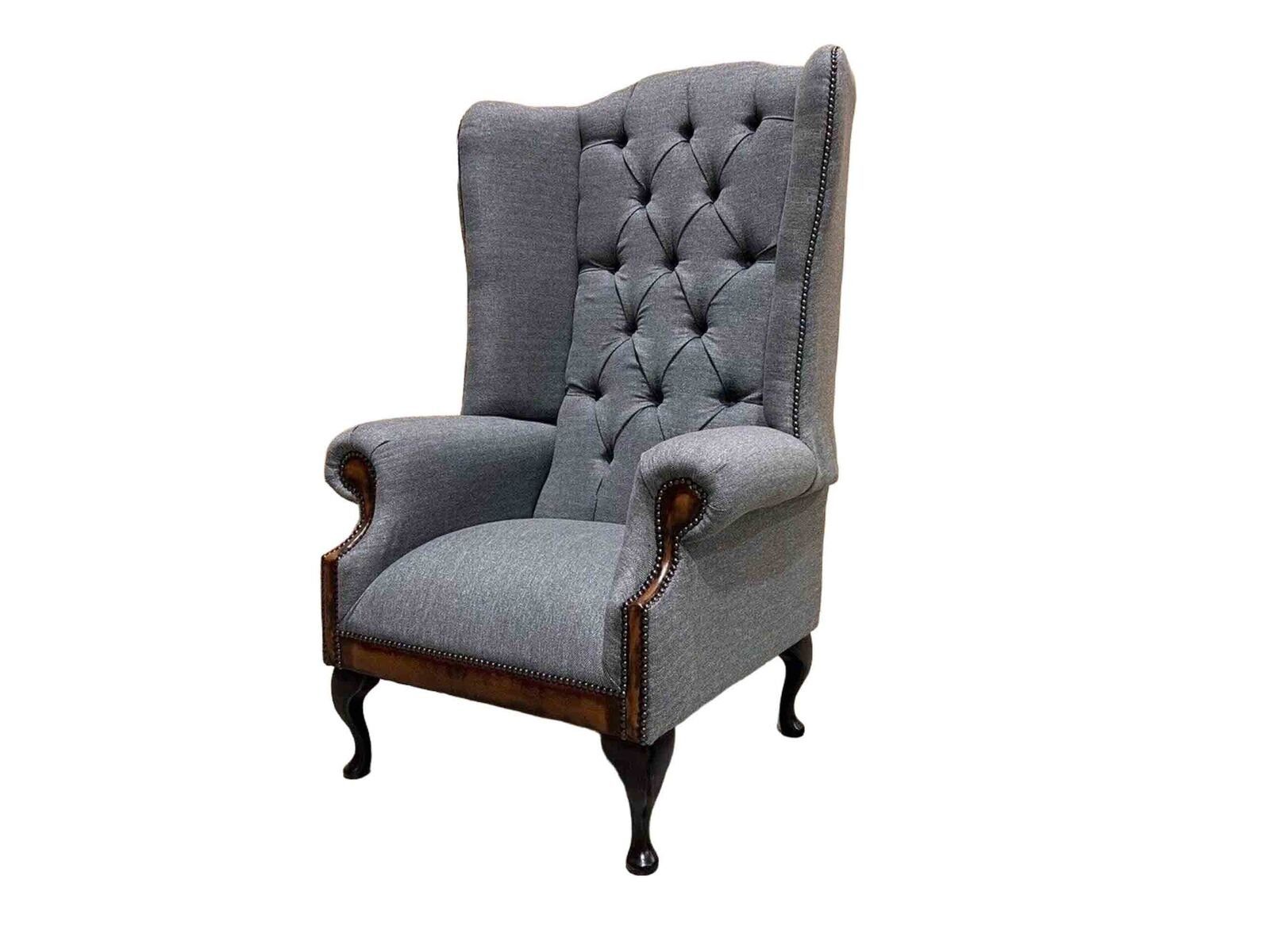 JVmoebel Ohrensessel Ohrensessel Chesterfield Sessel Couch 1 Sitzer Grau Stoff Textil Neu, Made In Europe