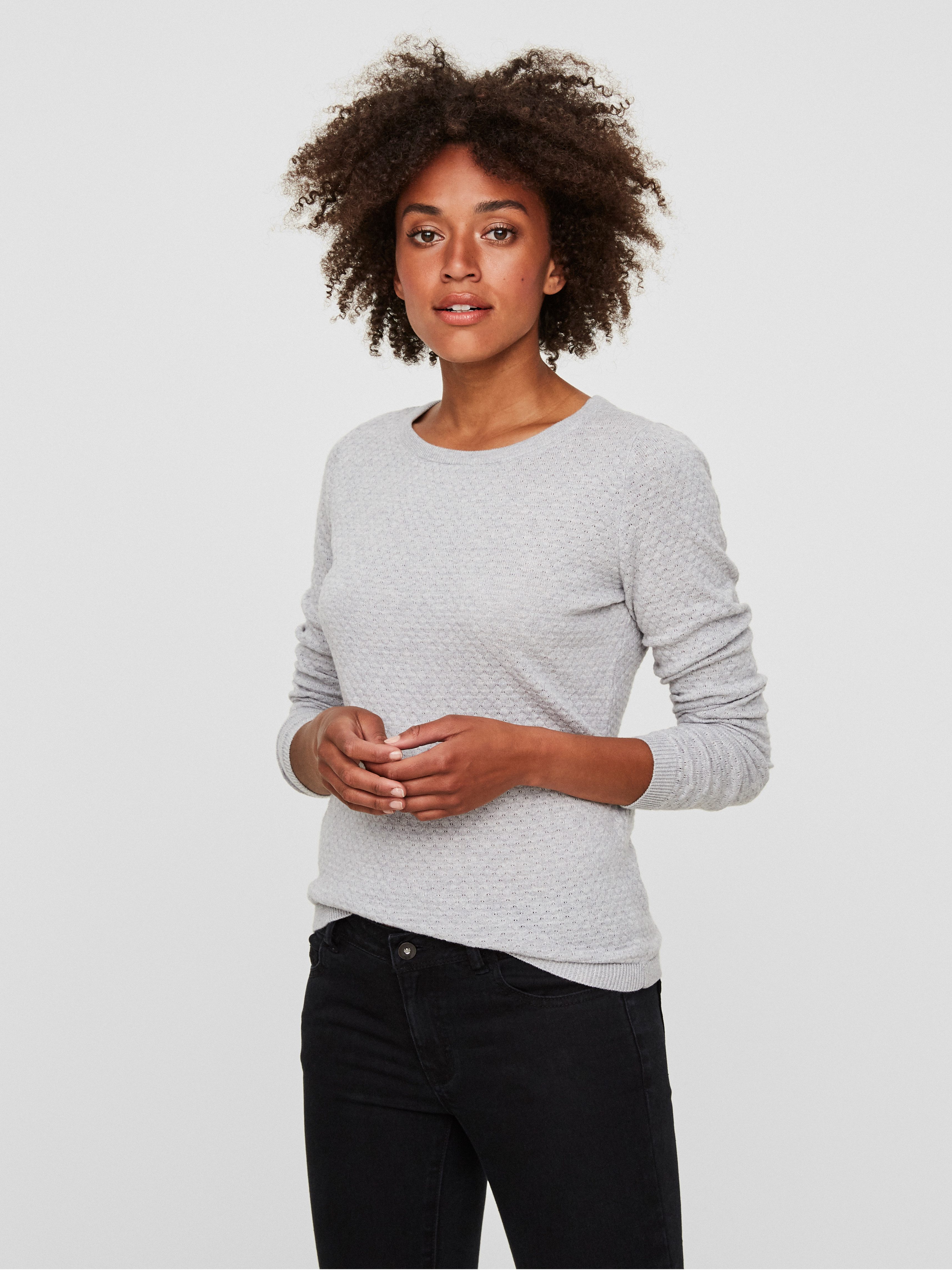 Vero Moda Rundhalspullover VMCARE STRUCTURE LS O-NECK BLOUSE aus Baumwolle