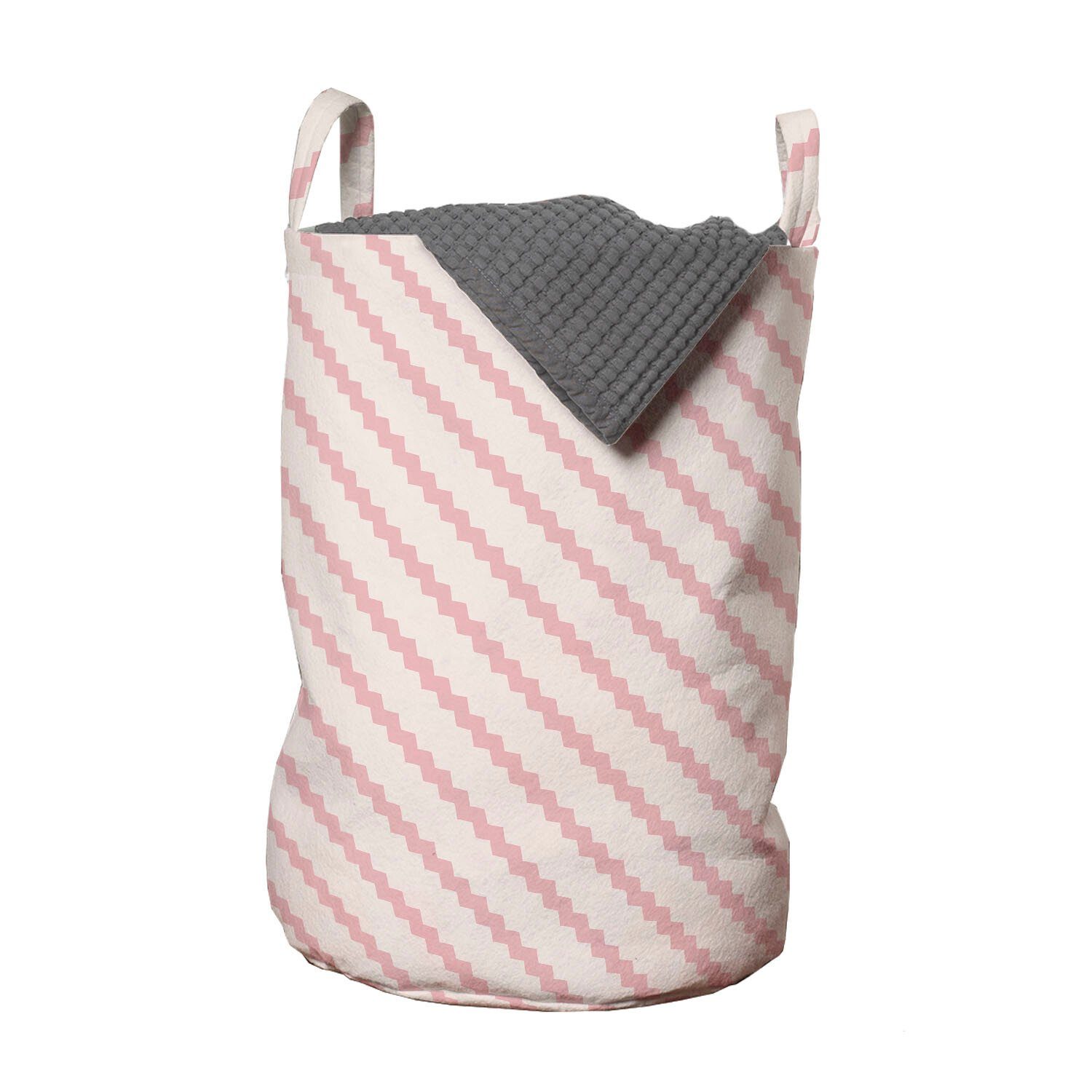 Abakuhaus Wäschesäckchen Wäschekorb mit Griffen Kordelzugverschluss für Waschsalons, Abstrakt Diagonal Gebogene Stripes