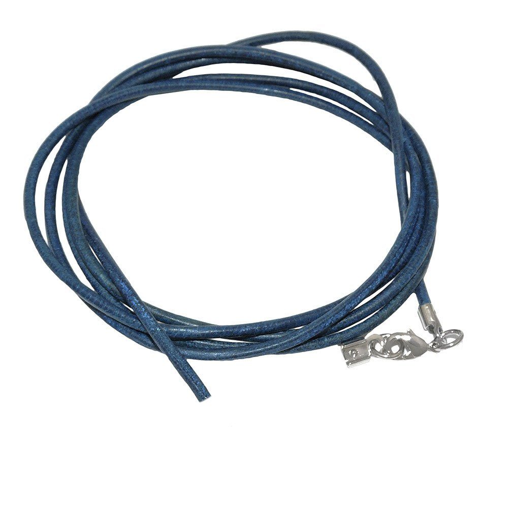 Herren Schmuck unbespielt Lederband Lederband Halskette für Anhänger Blau Verschluss Karabinerverschluss Silberfarben Länge 1 m 