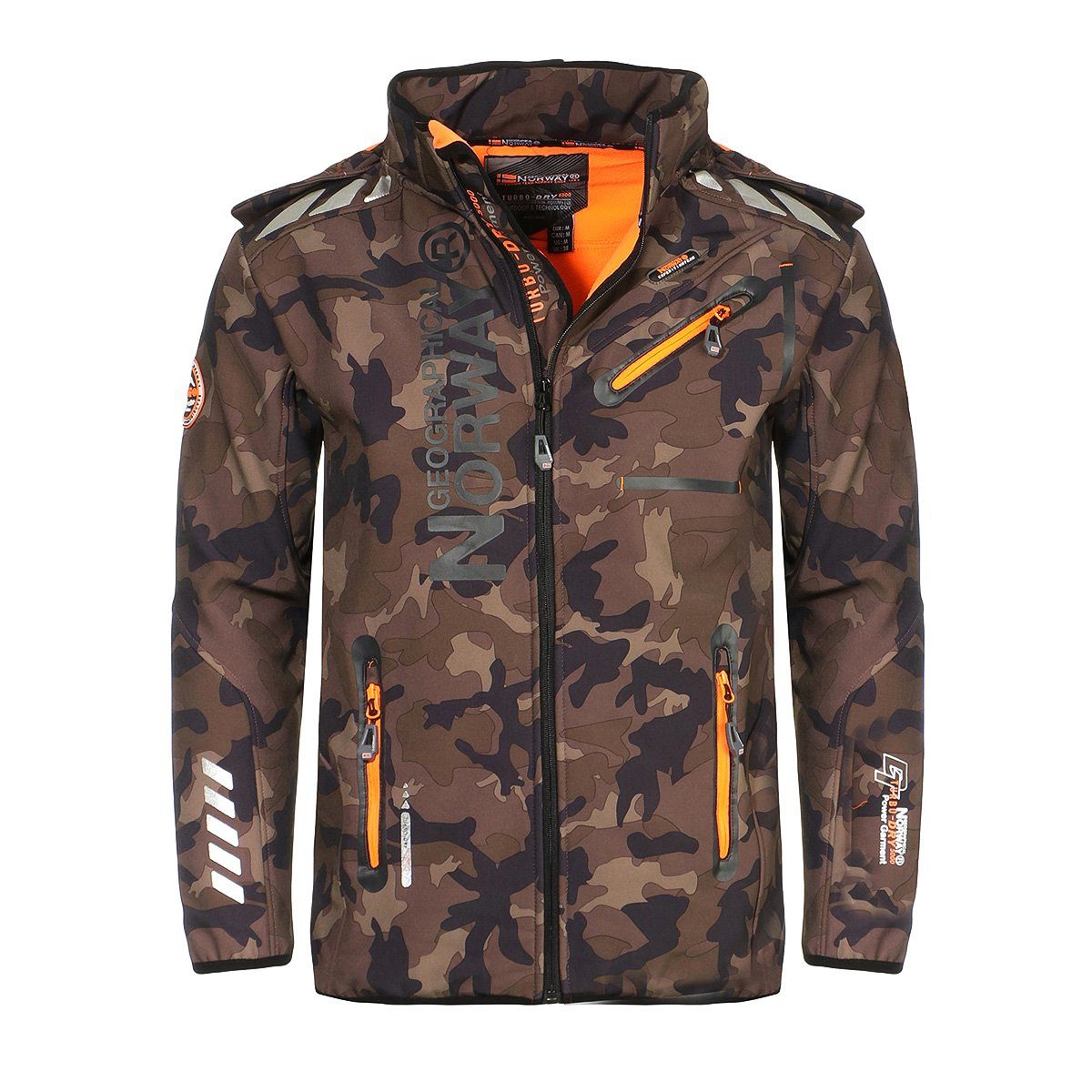 Geographical Norway Softshelljacke Herren Softshell Sport Outdoor Wander Trekking Jacke in Unifarbe, mit abnehmbarer Kapuze, mit Stehkragen
