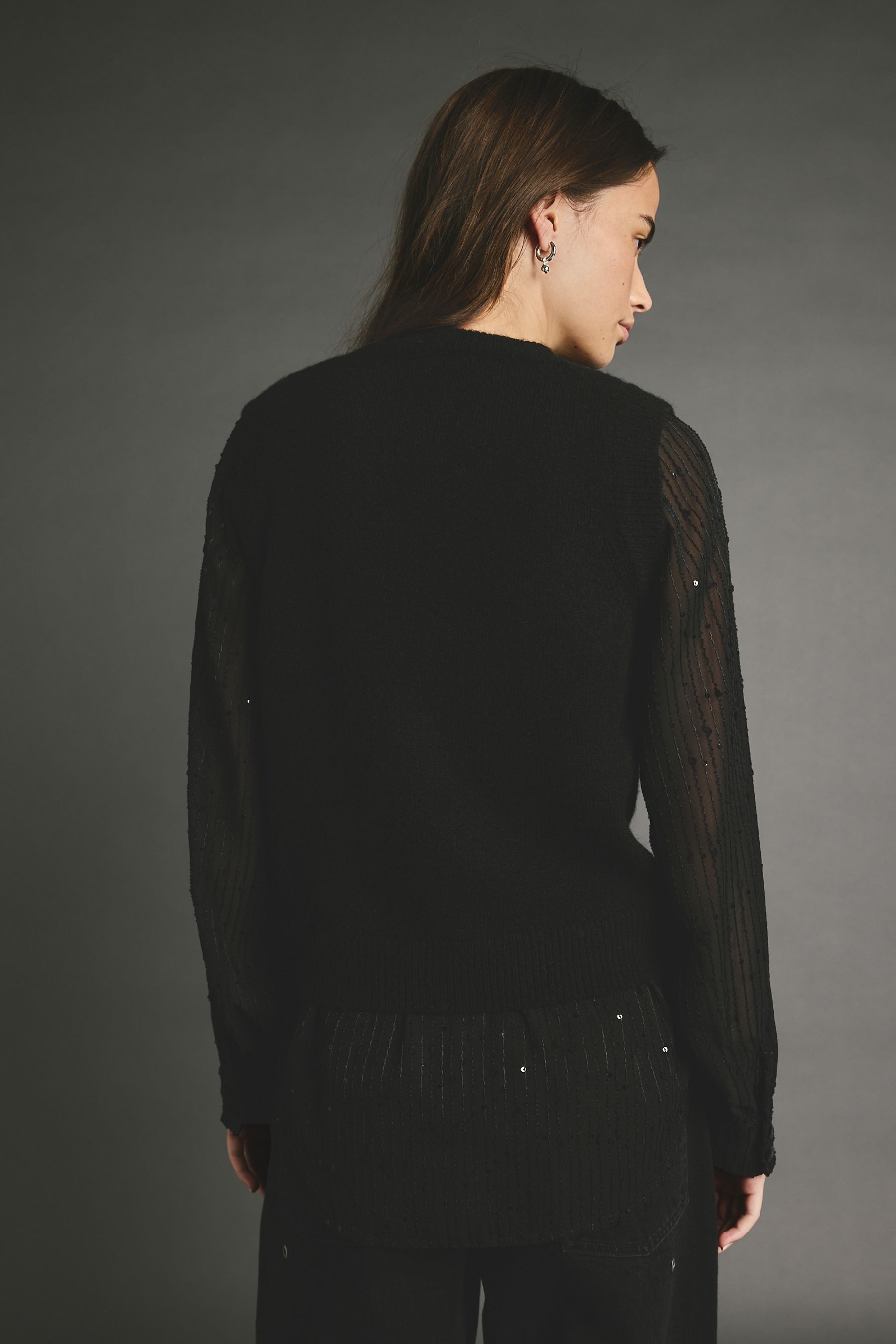 Next Strickpullover Strickpullover mit Hemdlage und Pailletten (1-tlg) günstig online kaufen