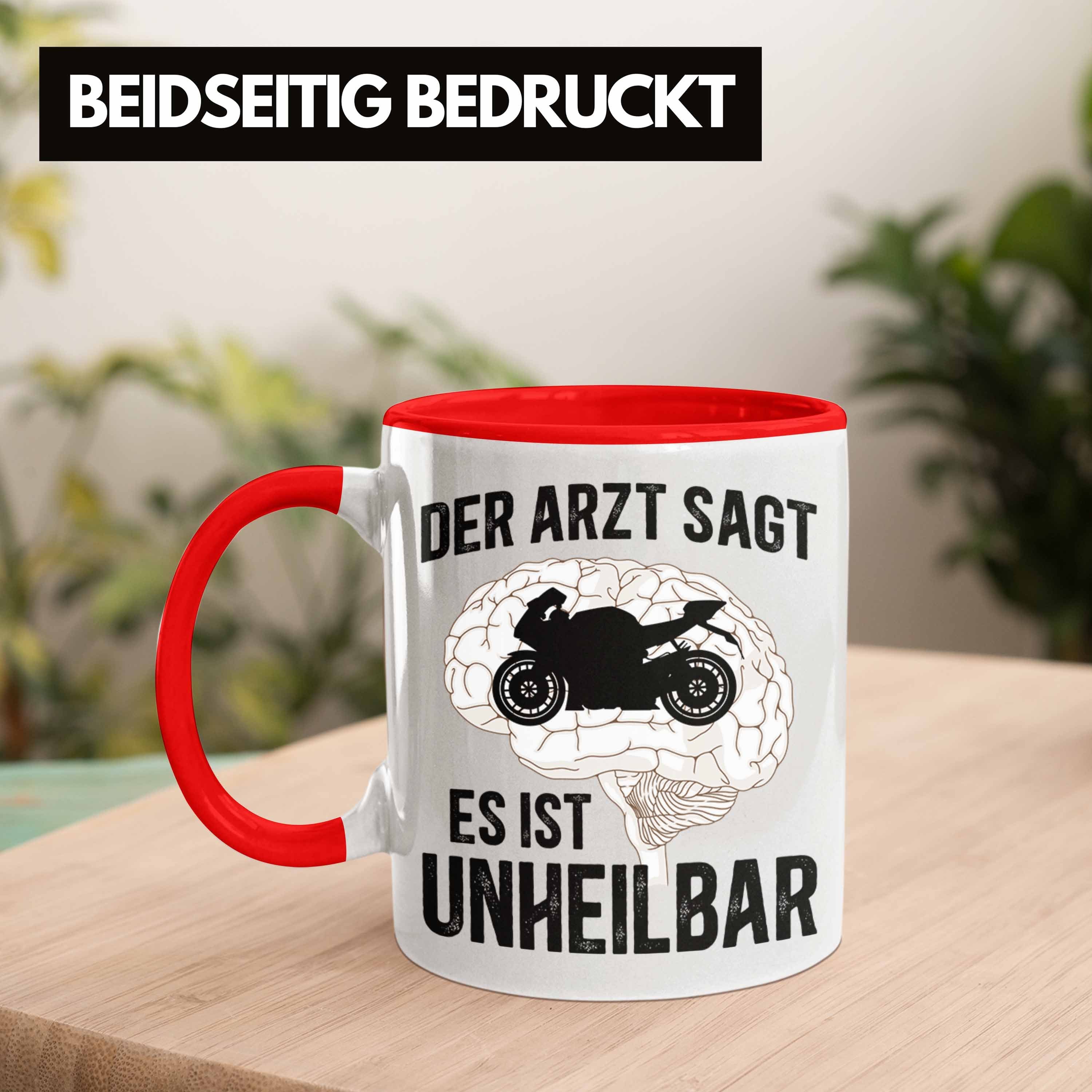 Trendation Tasse Trendation - Motorradfahrer Kaffeetasse mit Tasse Geschenk Biker Herren Rot Männer Motorrad für Spruch
